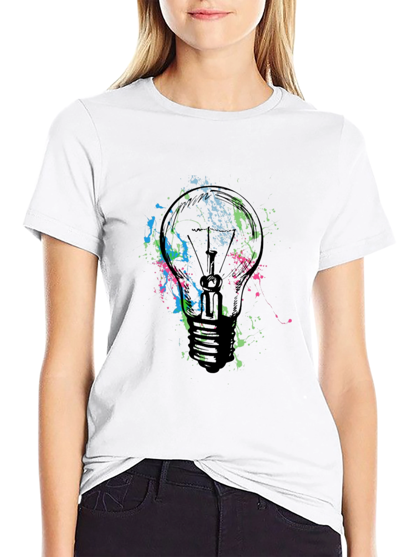 Black Abstract Light Bulb Graphic T-Shirt view 9
