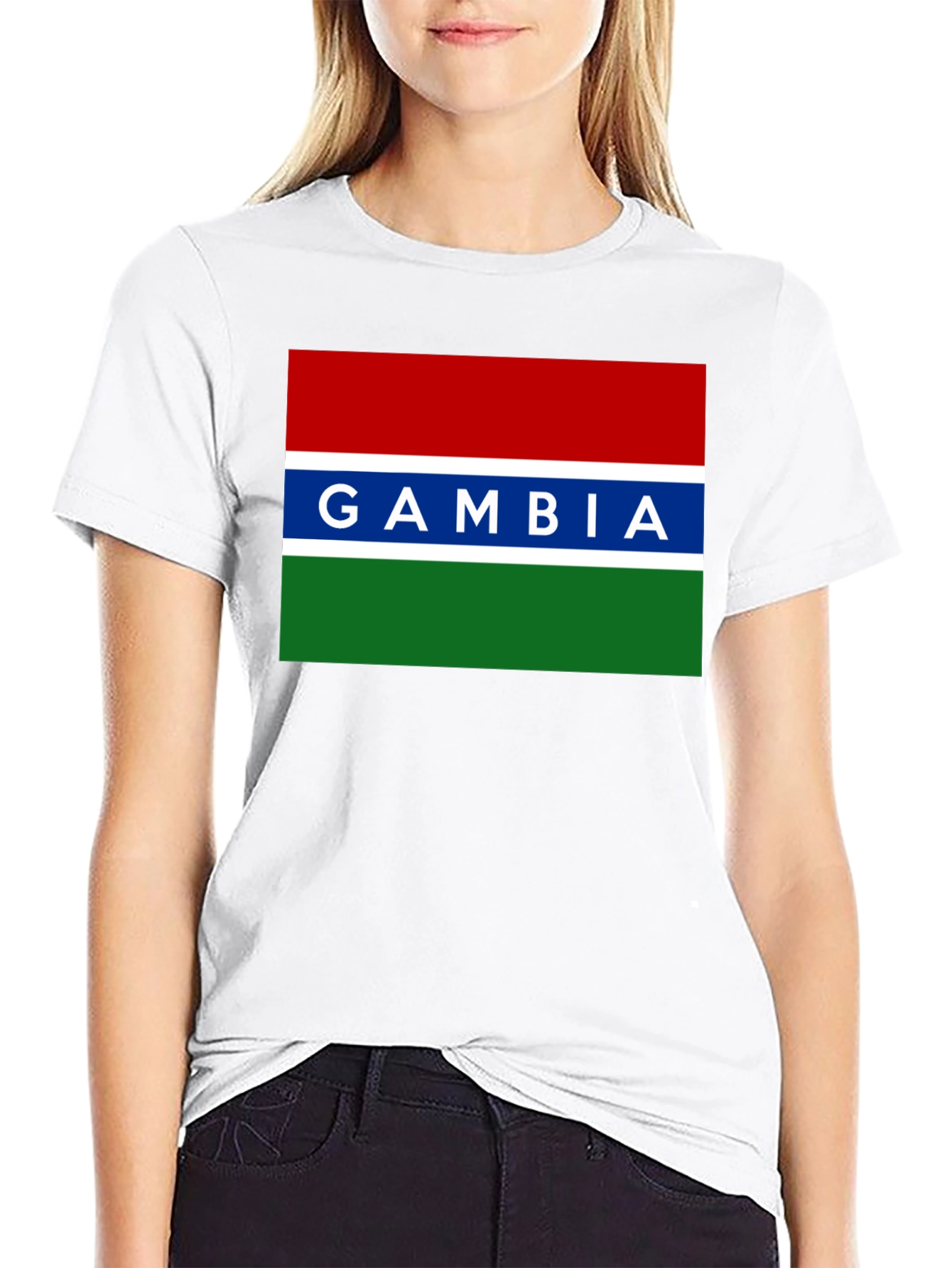 Gambia Flag Graphic Tee - Black Cotton T-Shirt - 9