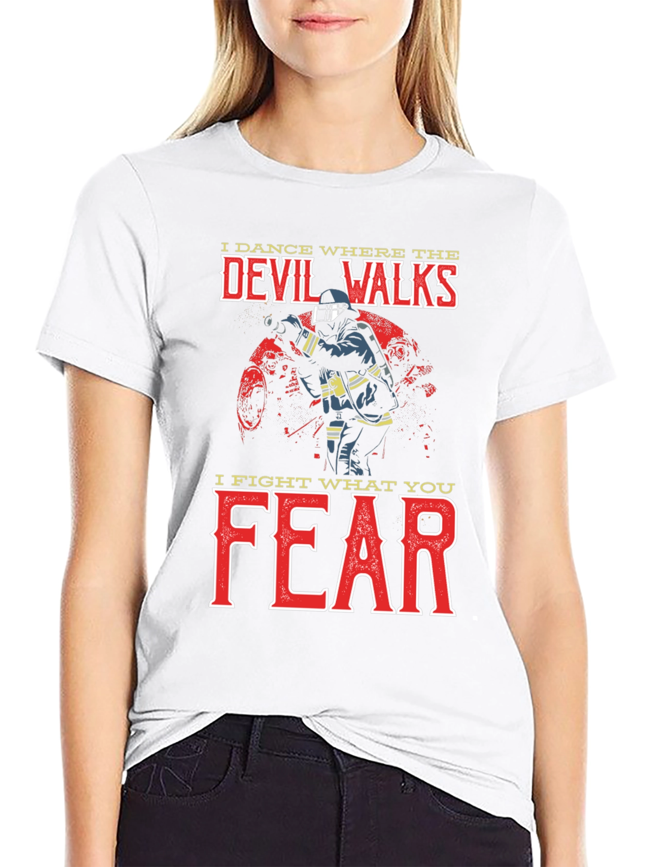 Black Firefighter Devil Walks T-Shirt view 9