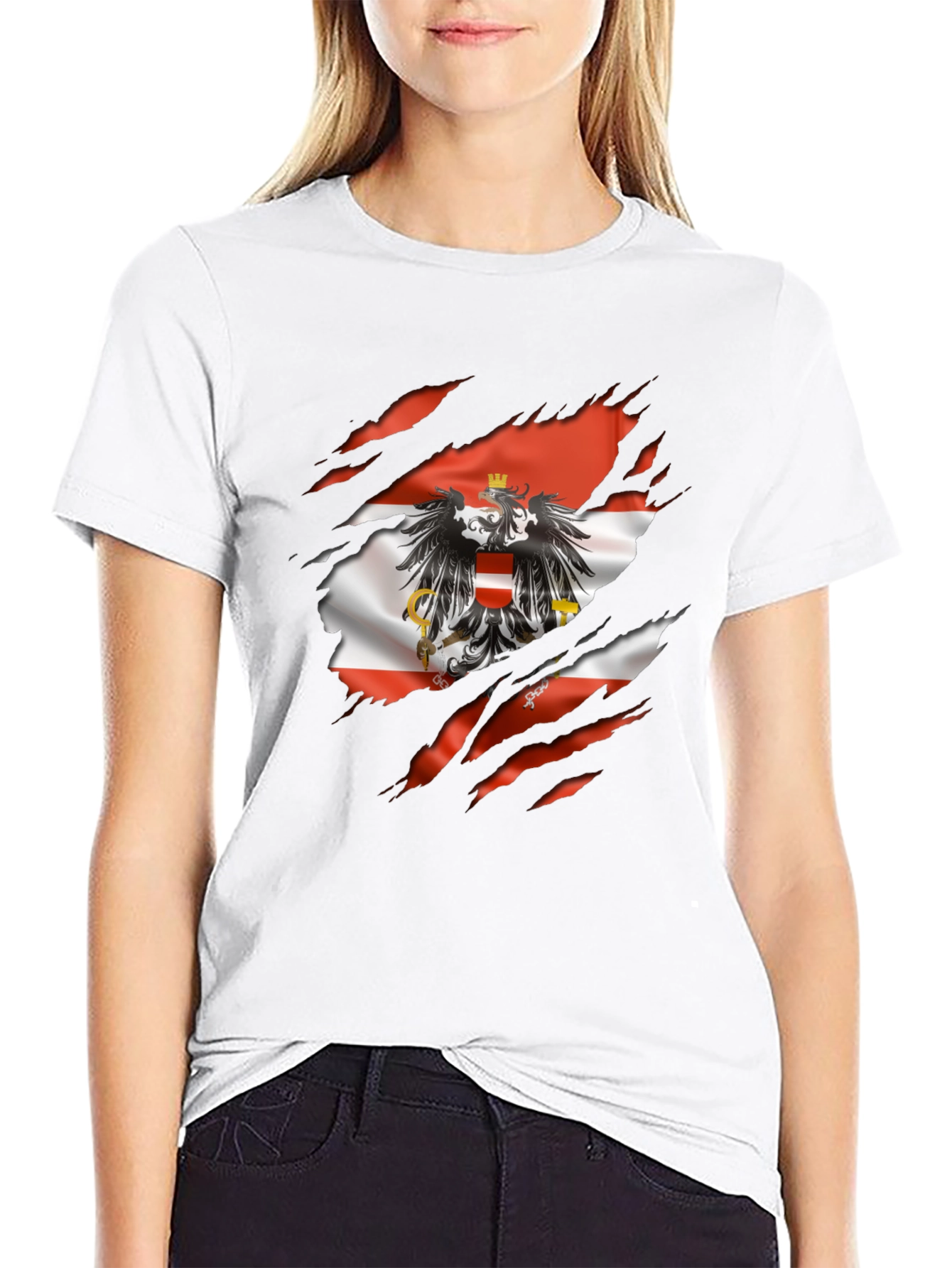 Black Austria Flag Eagle Graphic T-Shirt view 9