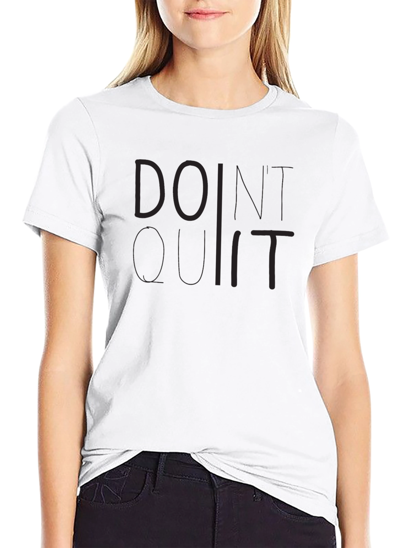 Black Doint Quit Motivational Black T-Shirt view 9