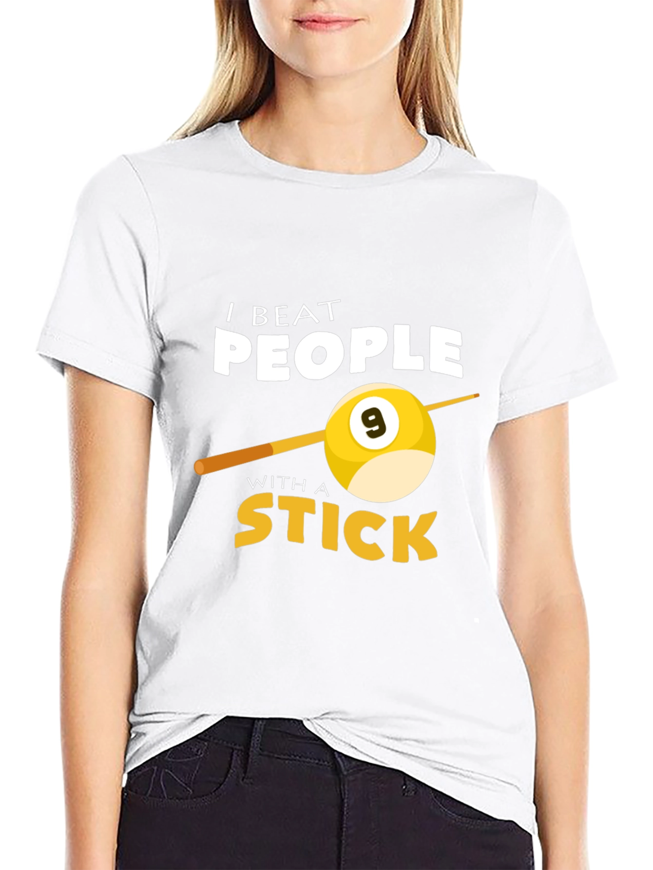 Black I Beat People With A Stick Billiards T-Shirt view 9