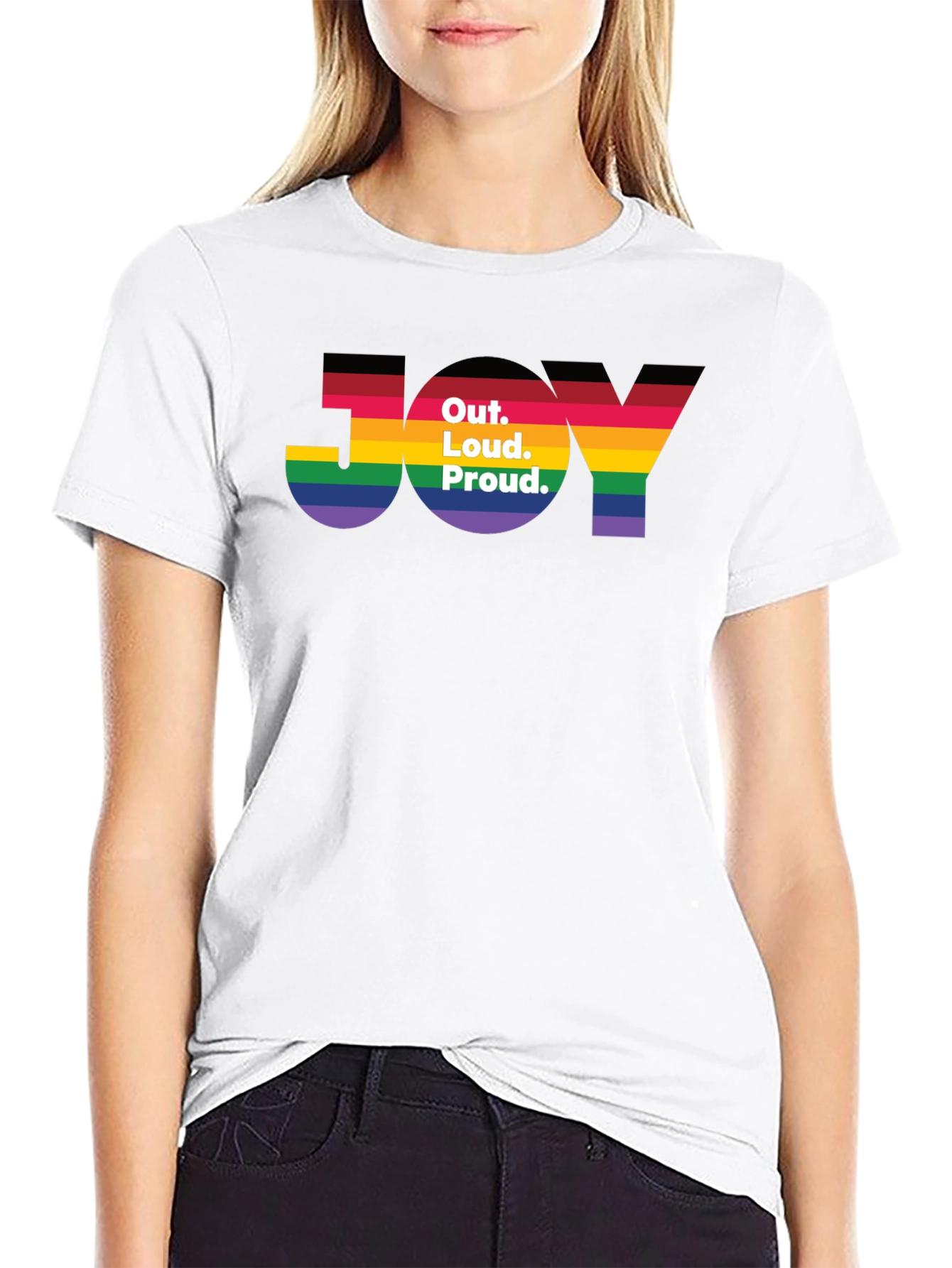 Black Out. Loud. Proud. JOY T-Shirt - Pride Rainbow Tee view 9