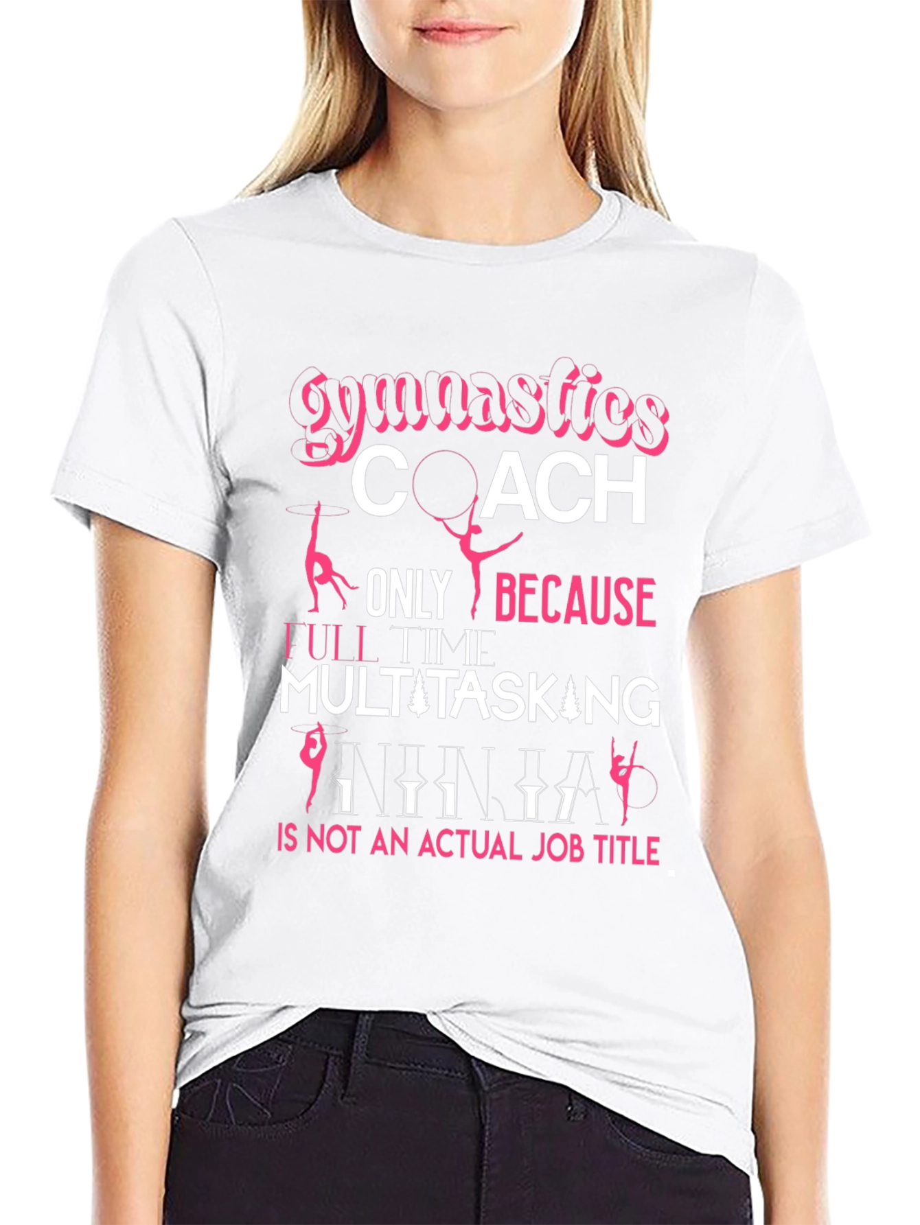 Black Gymnastics Coach T-Shirt: Multitasking Ninja Job Title view 9