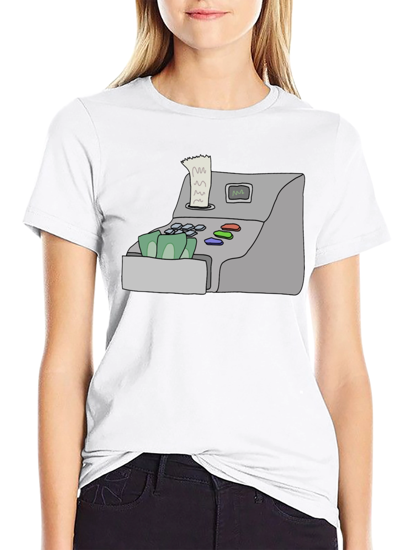 Black Cash Register Graphic Tee - Black Cotton Shirt view 9