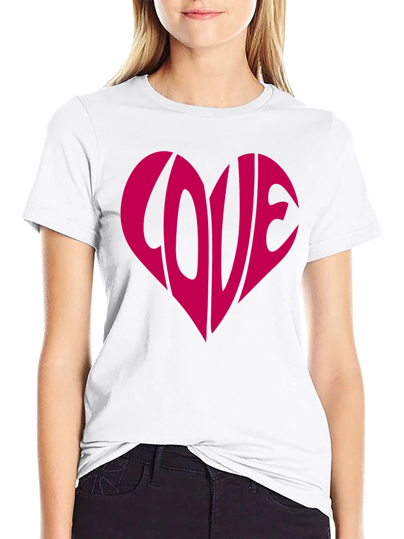 Black Love Heart Graphic Tee - Stylish Black T-Shirt view 9