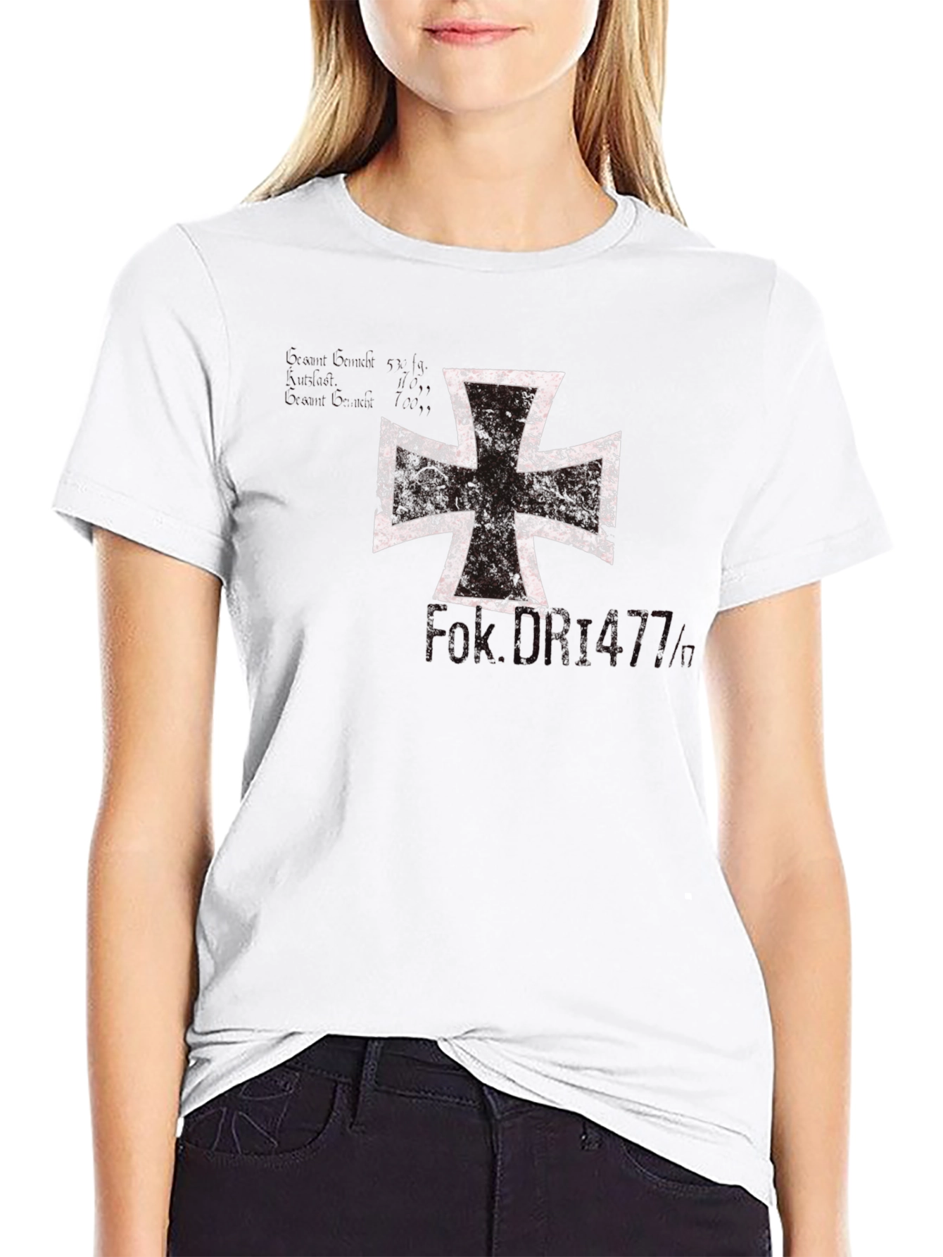 Black Vintage Iron Cross Graphic T-Shirt view 9