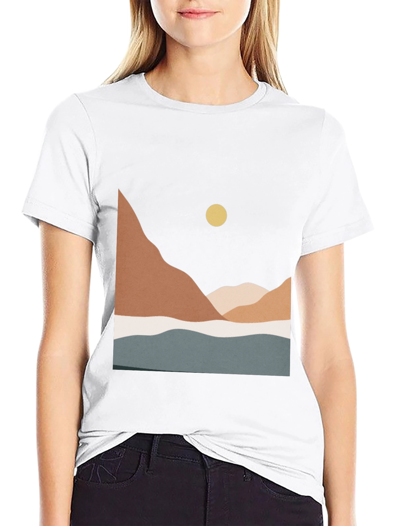 Black Minimalist Mountain Scene Graphic Tee view 9