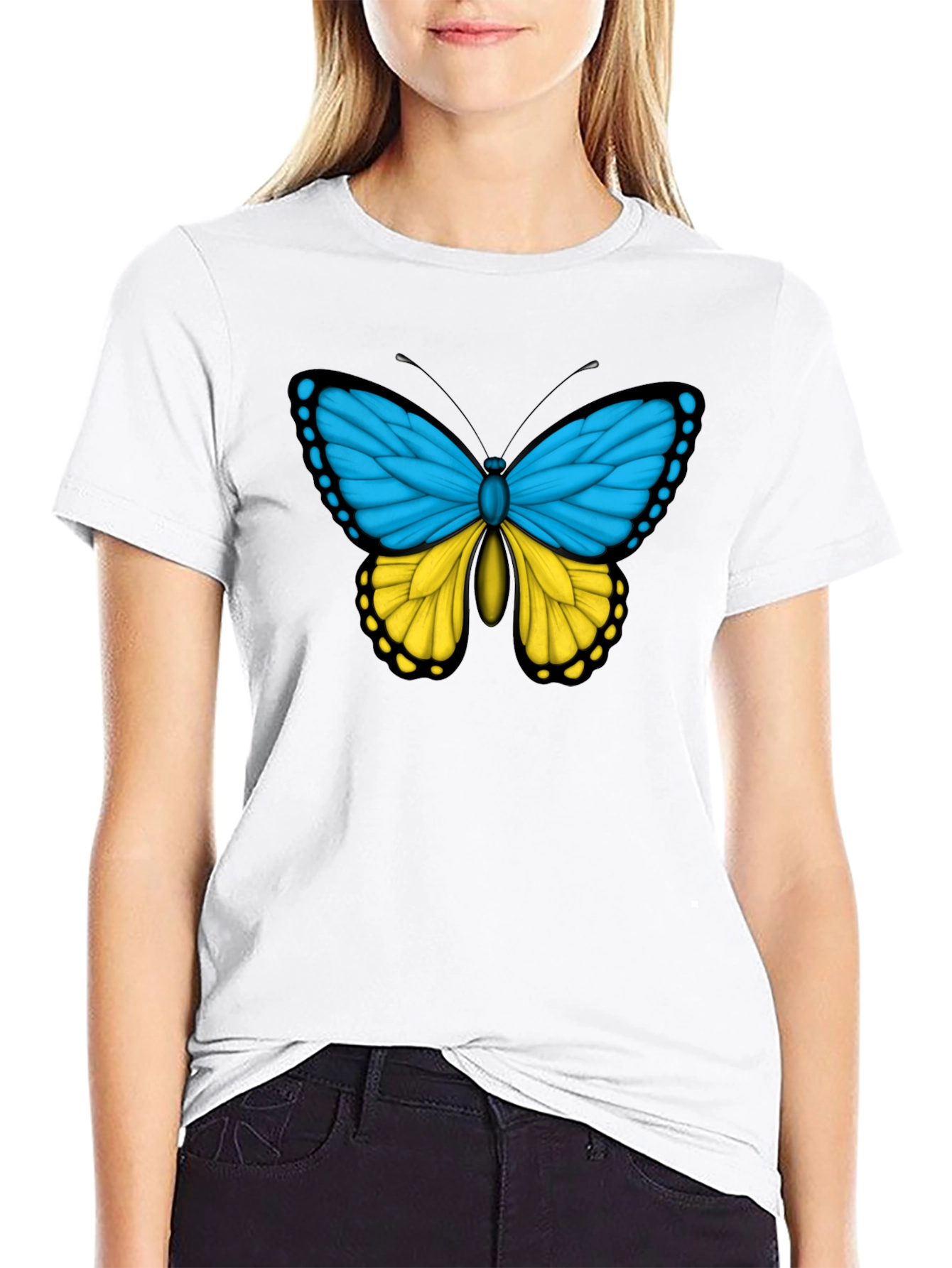 Black Butterfly Ukraine Flag T-Shirt view 9