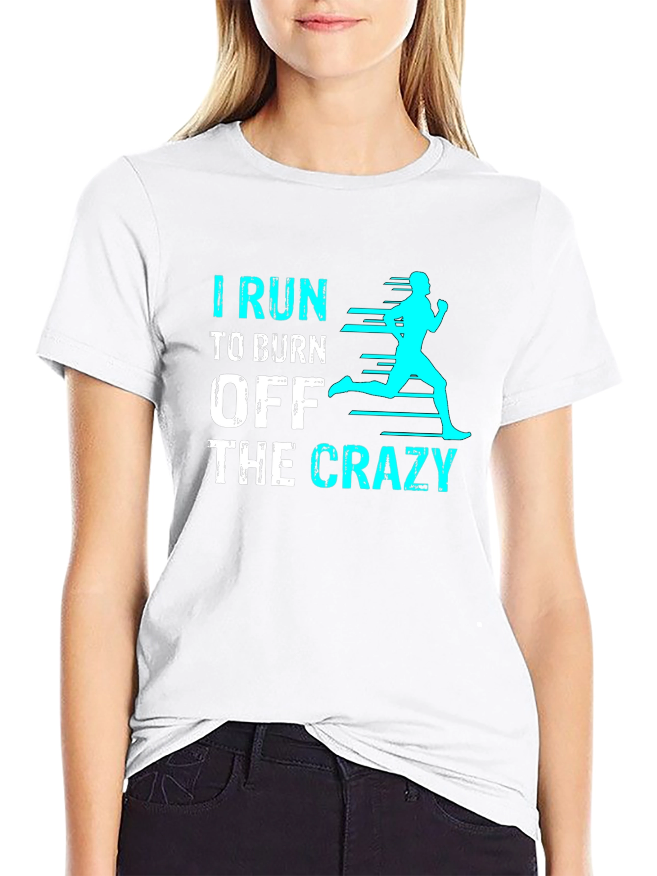 Black I Run To Burn Off The Crazy Graphic Tee view 9