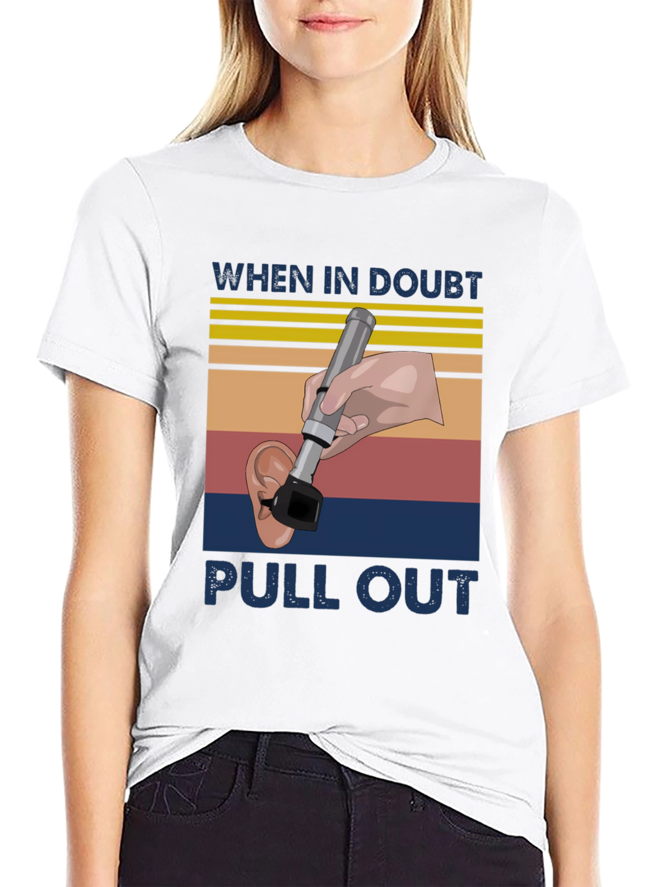 Black Funny Otoscope T-Shirt - When in Doubt Pull Out view 9