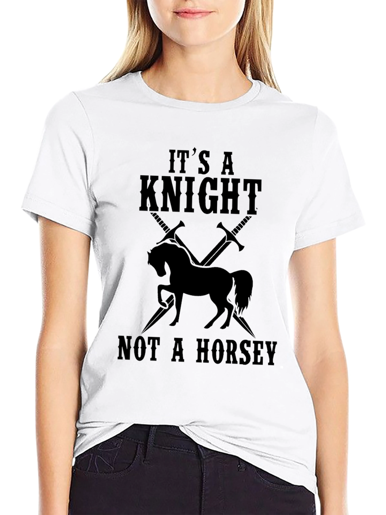 Black It's a Knight, Not a Horsey Black T-Shirt view 9