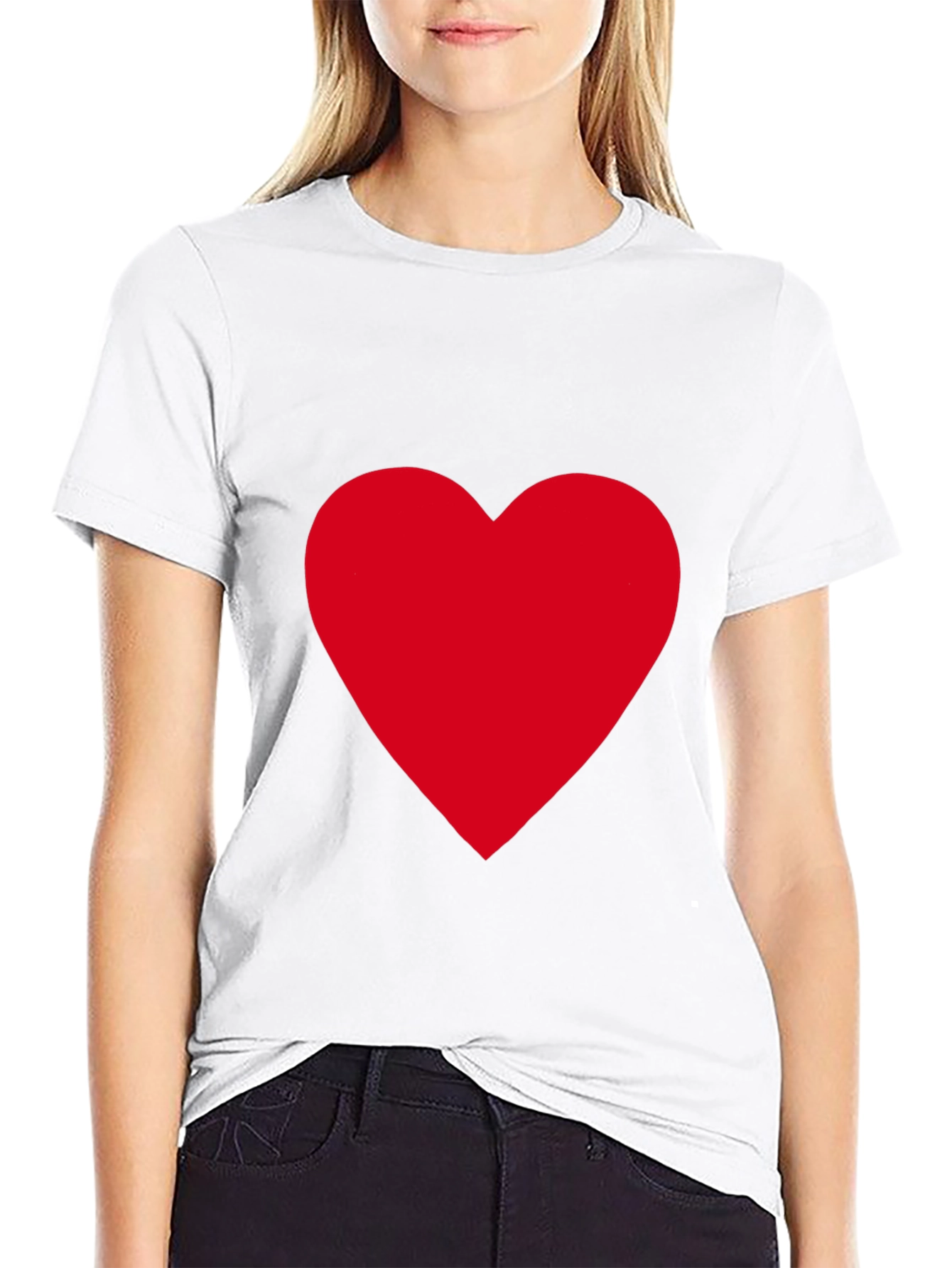 Black Bold Red Heart on Black T-Shirt view 9
