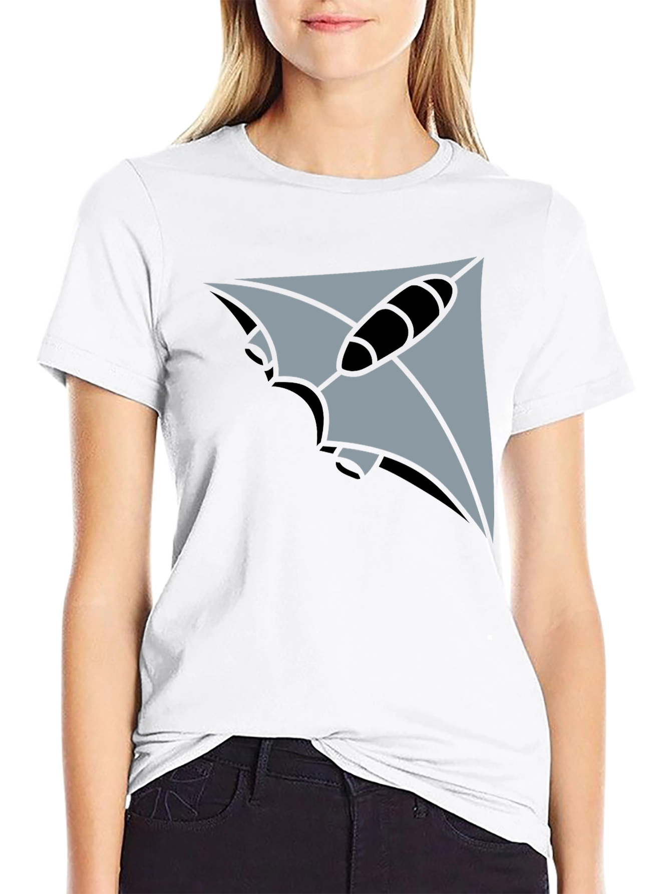 Black Geometric Stingray Graphic Tee - Black view 9