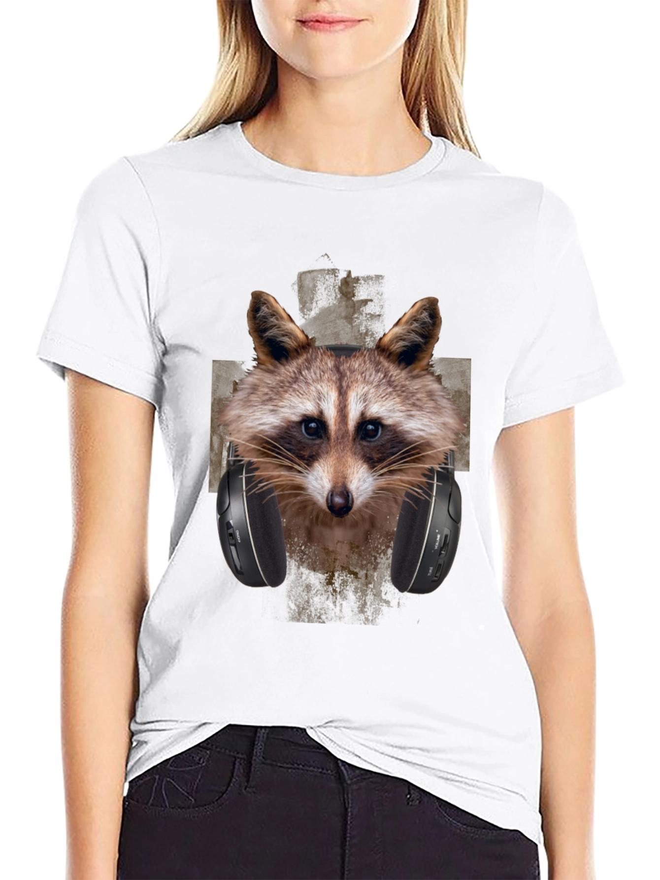 Black Raccoon DJ Graphic Tee - Trendy Animal Print view 9