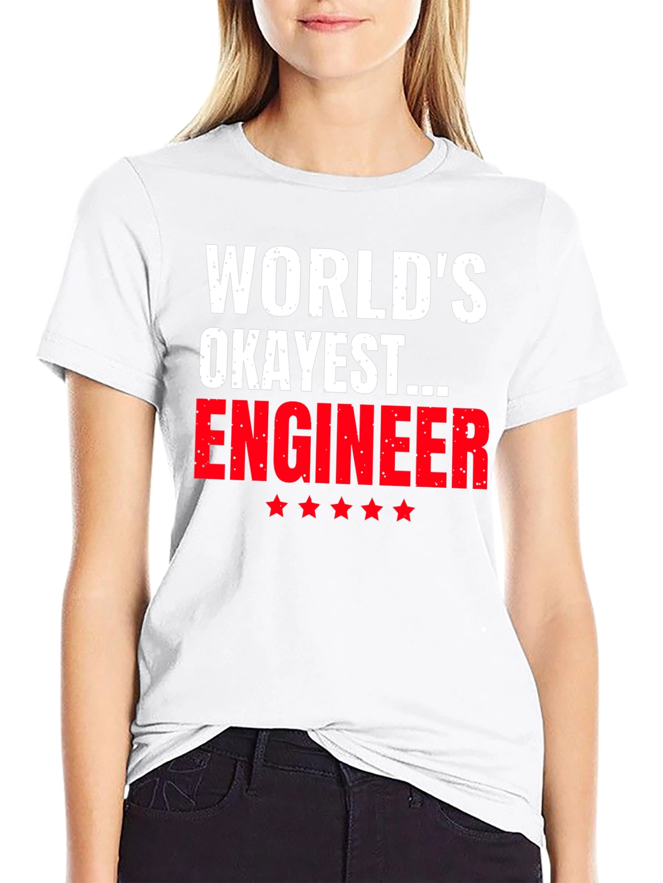 Black World's Okayest Engineer T-Shirt - Funny Gift view 9