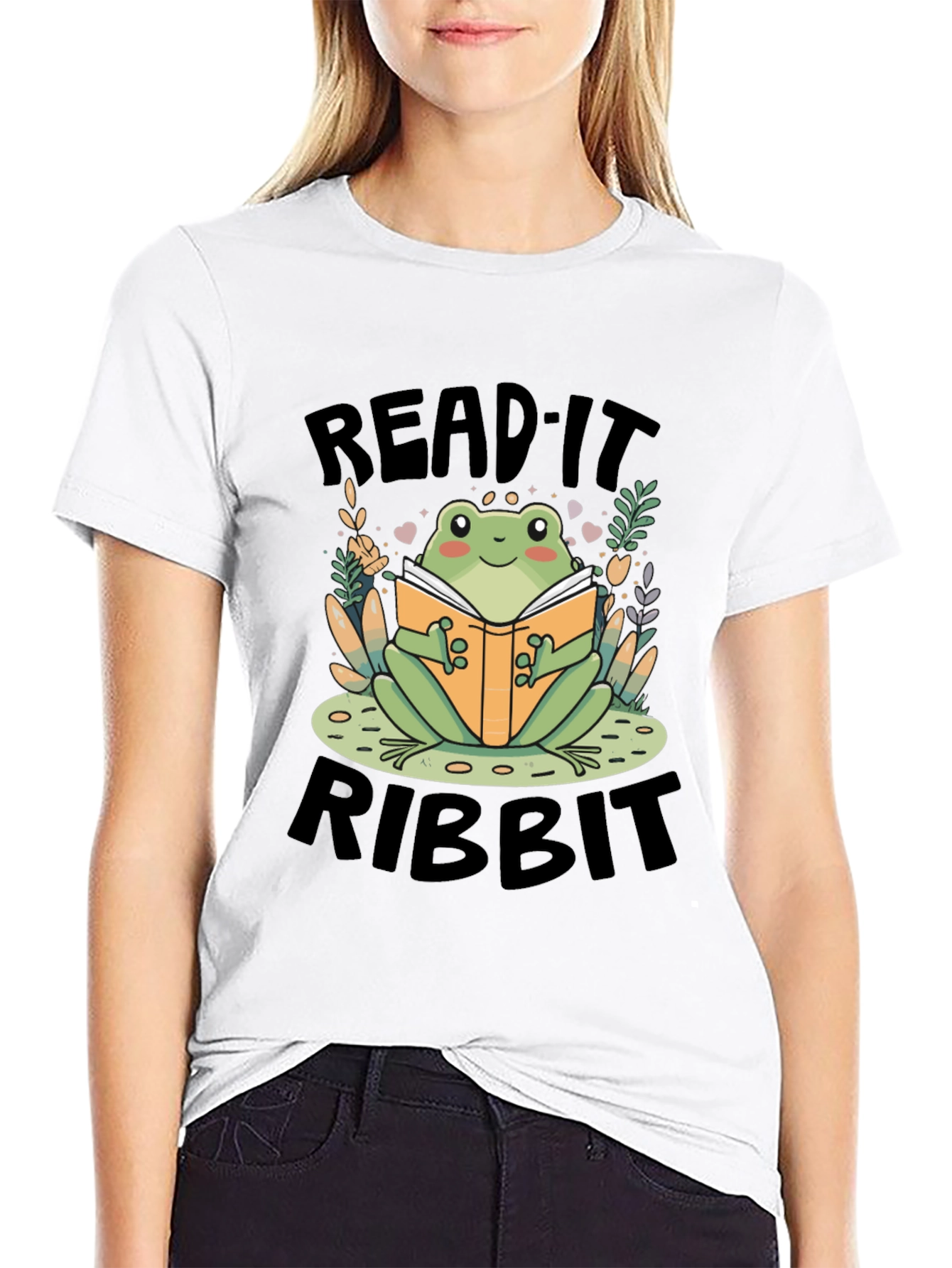 Black Read It Ribbit Frog Graphic Tee view 9