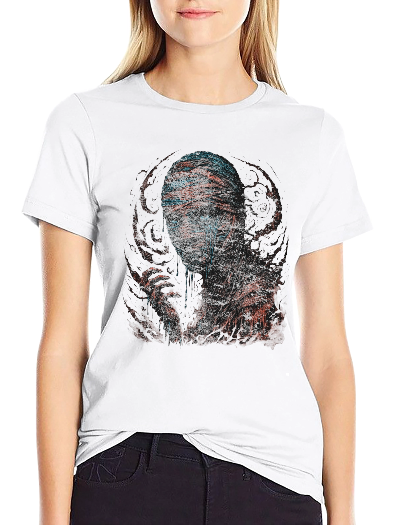 Black Mummy Graphic Print Crew Neck T-Shirt view 9