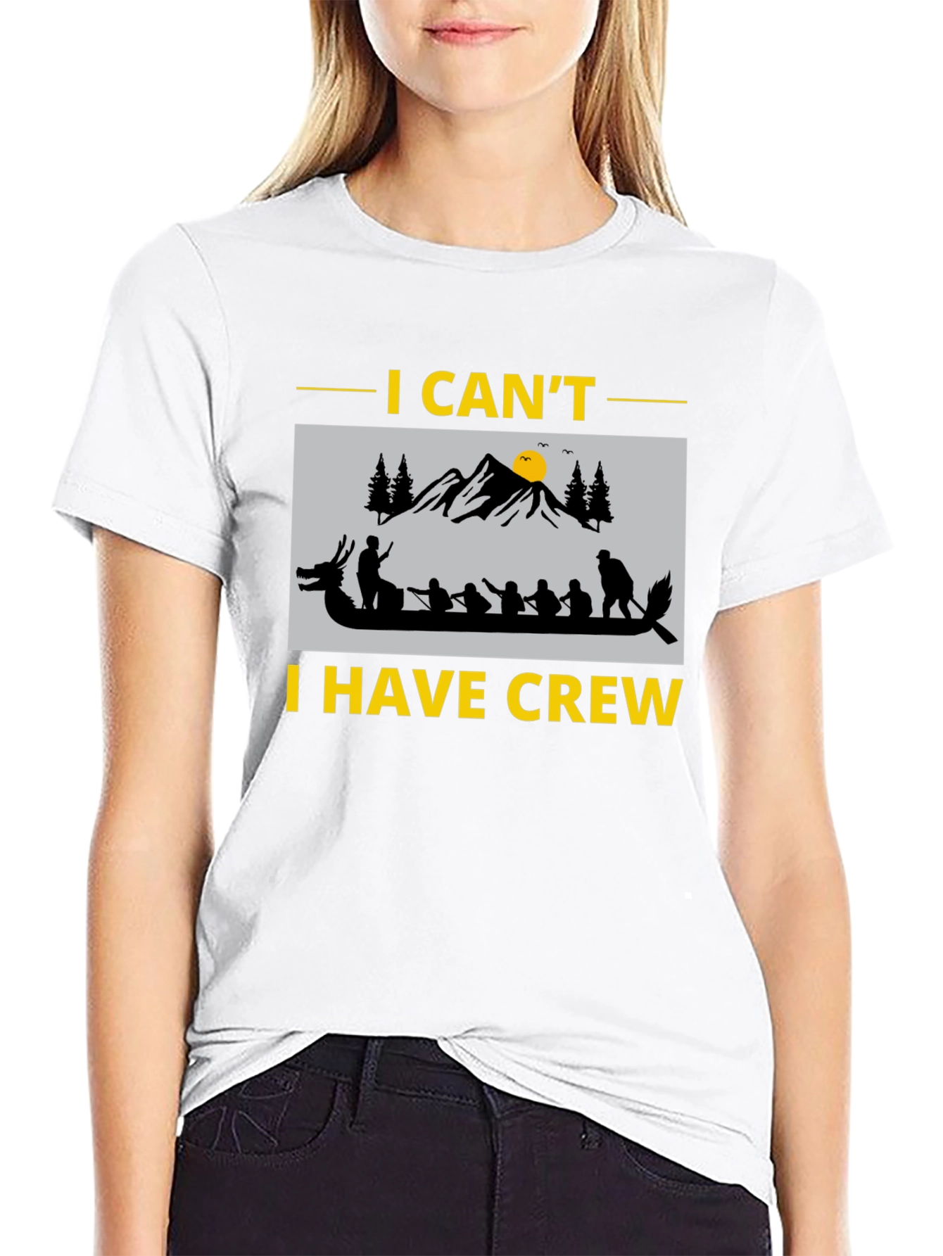 Black I Can't I Have Crew Funny Dragon Boat Rowing T-Shirt view 9