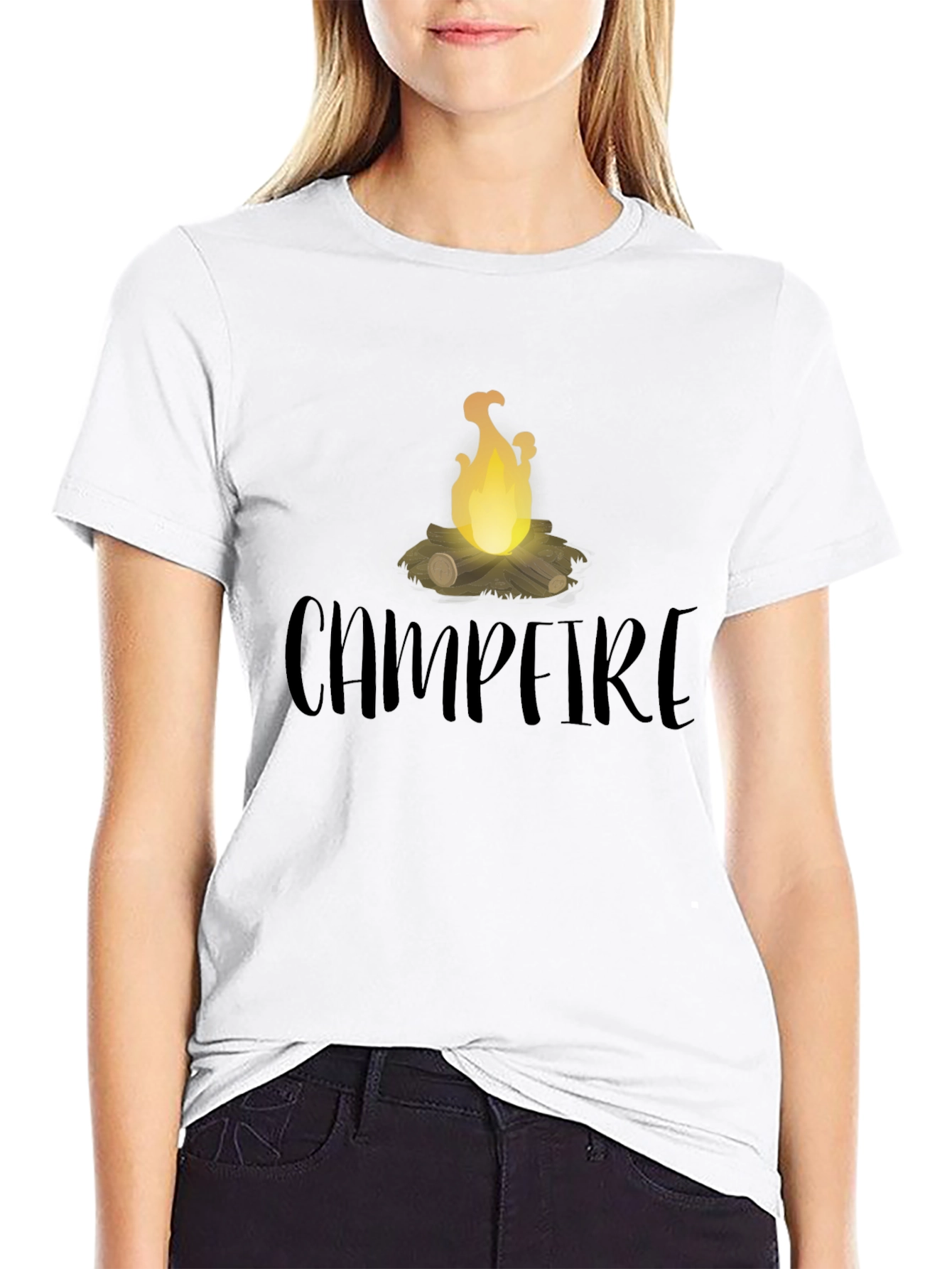 Black Campfire Graphic Tee - Black Cotton T-Shirt view 9