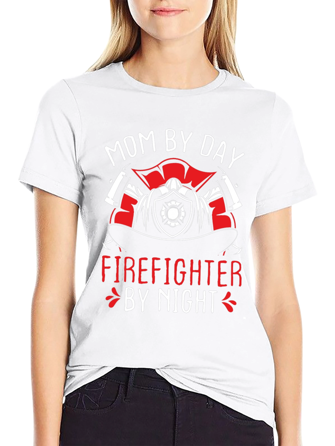 Black Mom Firefighter Graphic T-Shirt view 9