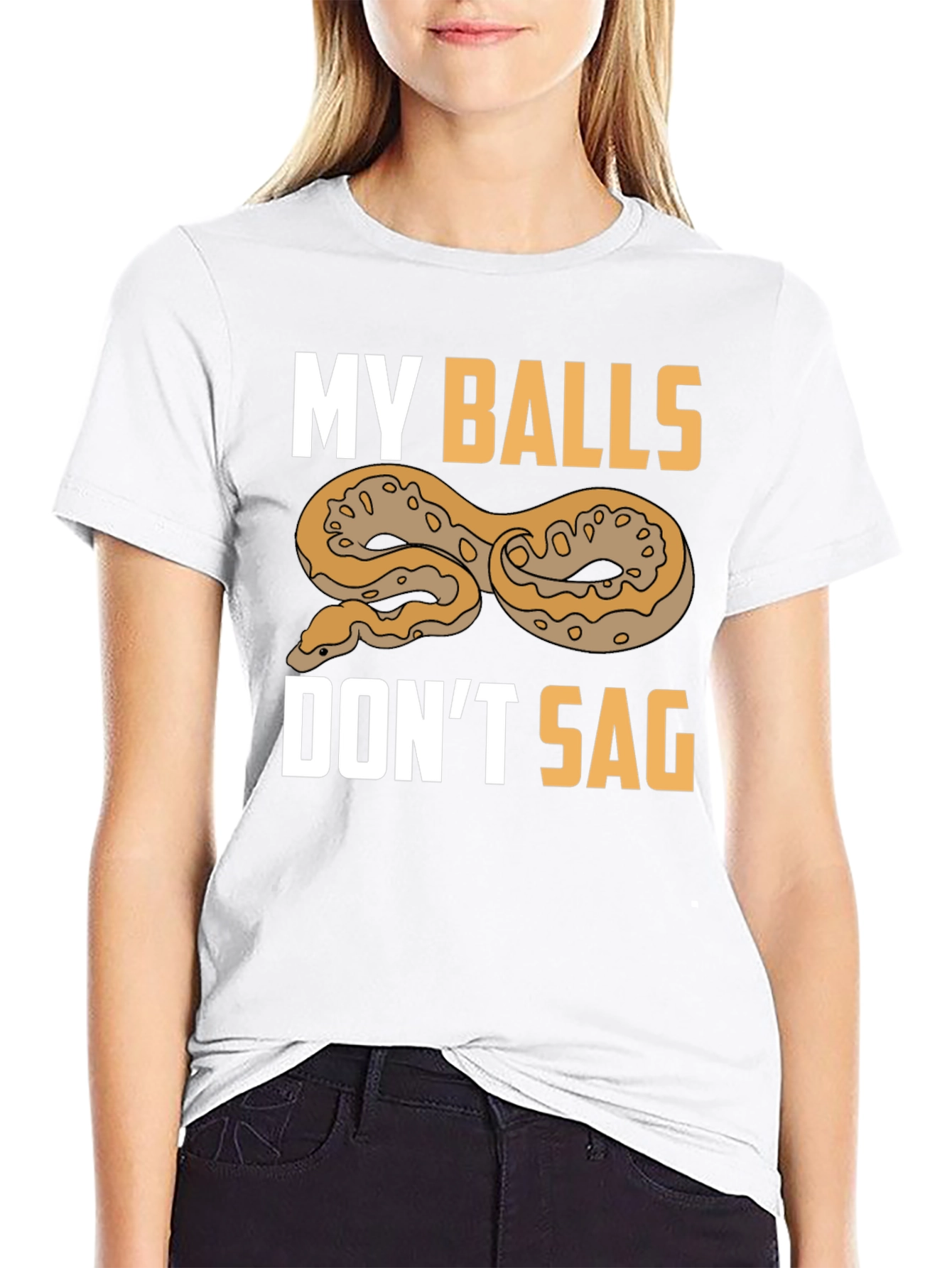 Black Funny "My Balls Don't Sag" Snake T-Shirt view 9