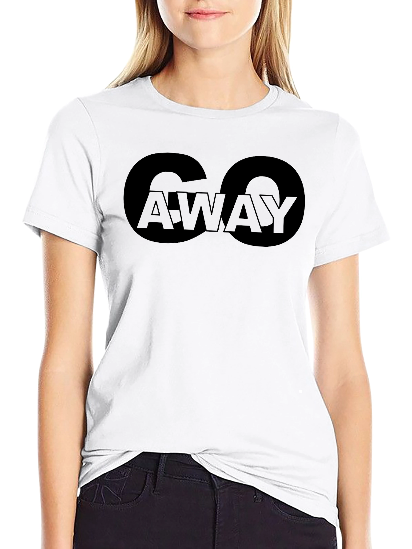 Black Go Away Graphic T-Shirt - Black Crew Neck Tee view 9