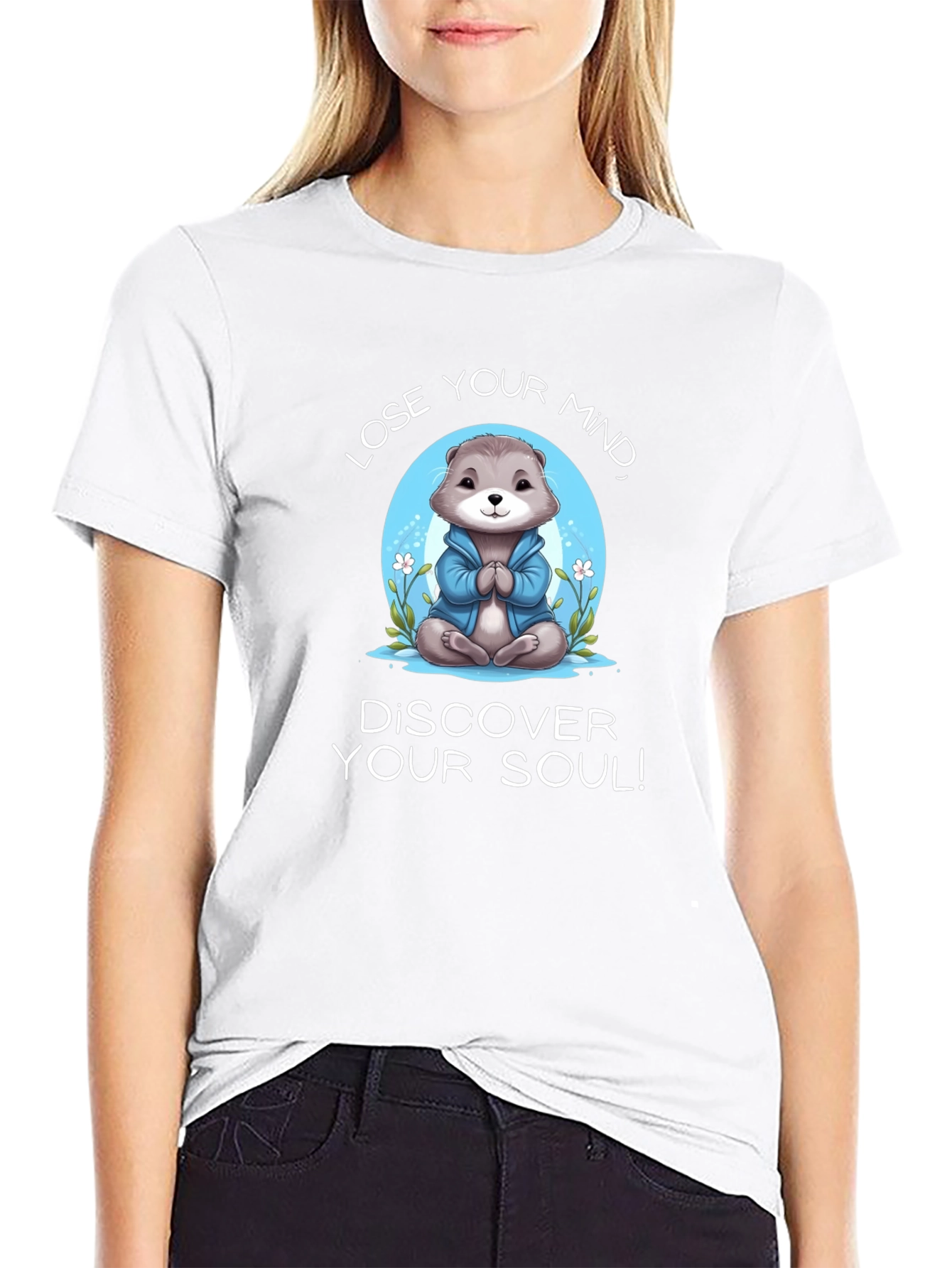 Black Mindful Otter T-Shirt: Lose Your Mind, Find Your Soul! view 9