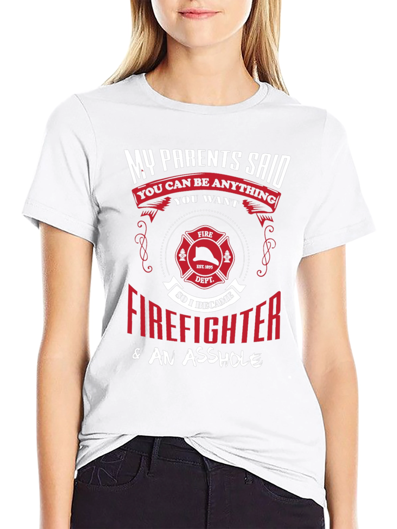 Black Firefighter & An Asshole T-Shirt view 9