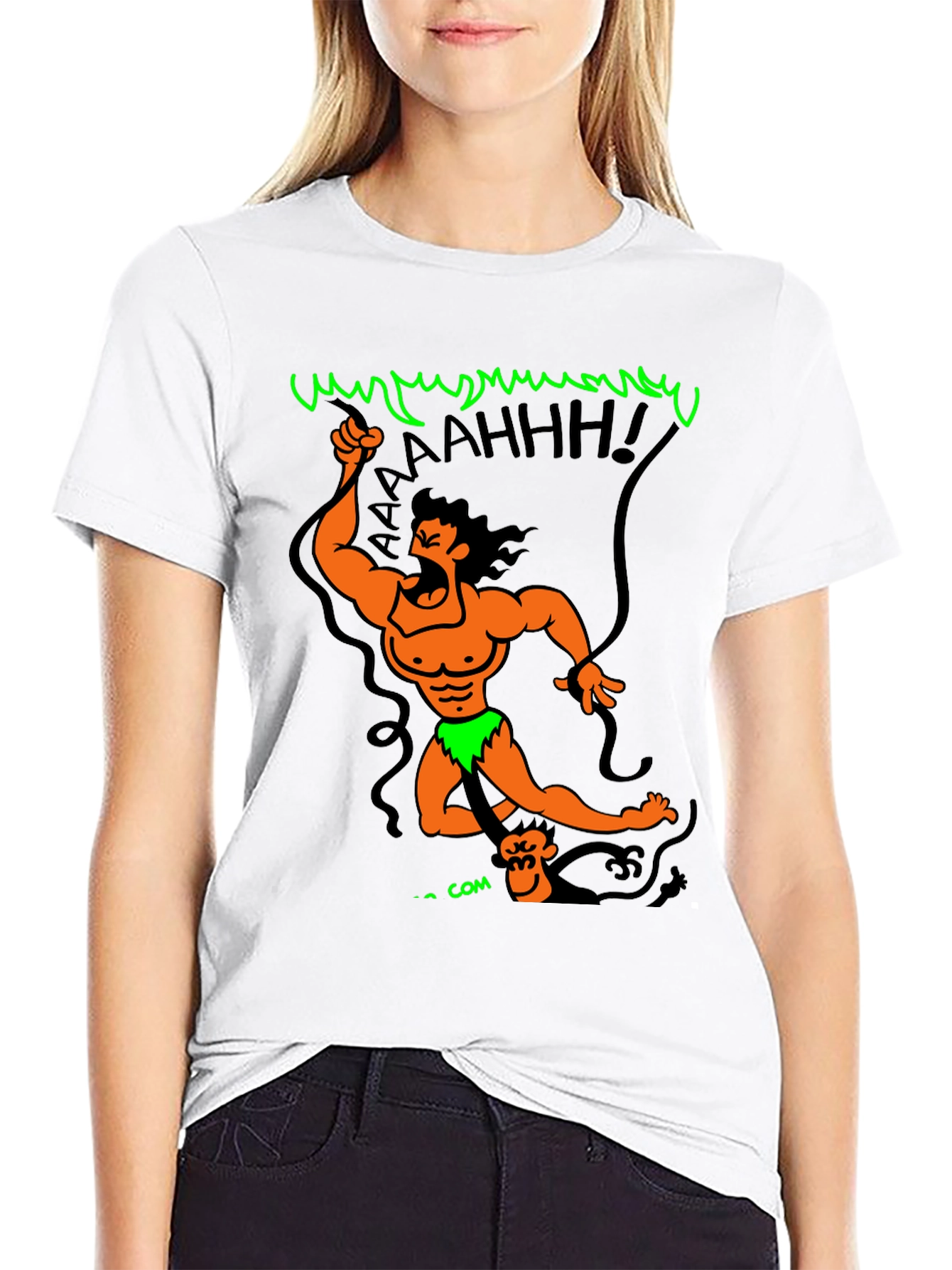 Black Cartoon Tarzan Graphic Black T-Shirt view 9