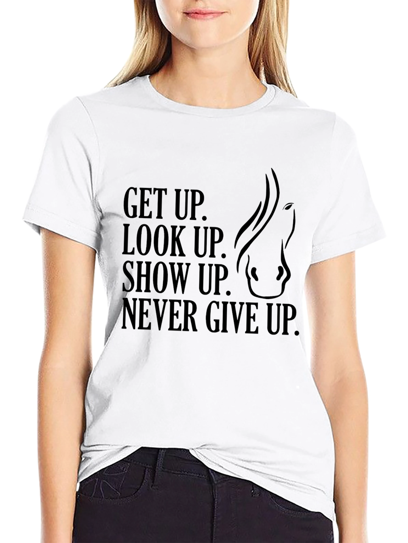 Black Horse Lover Motivation Black T-Shirt view 9