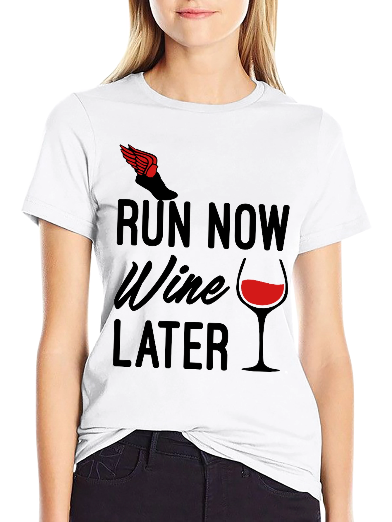 Black Run Now Wine Later Graphic Tee view 9
