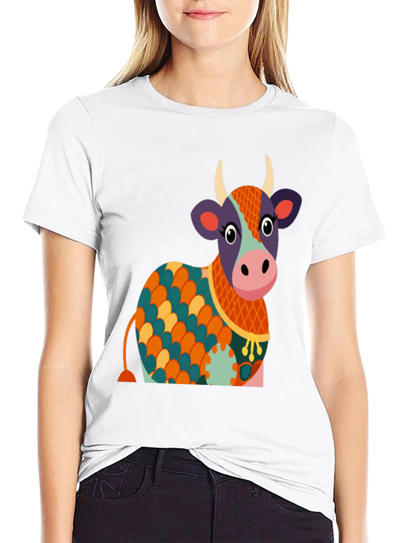 Black Cow Graphic Tee - Whimsical Print Shirt view 9