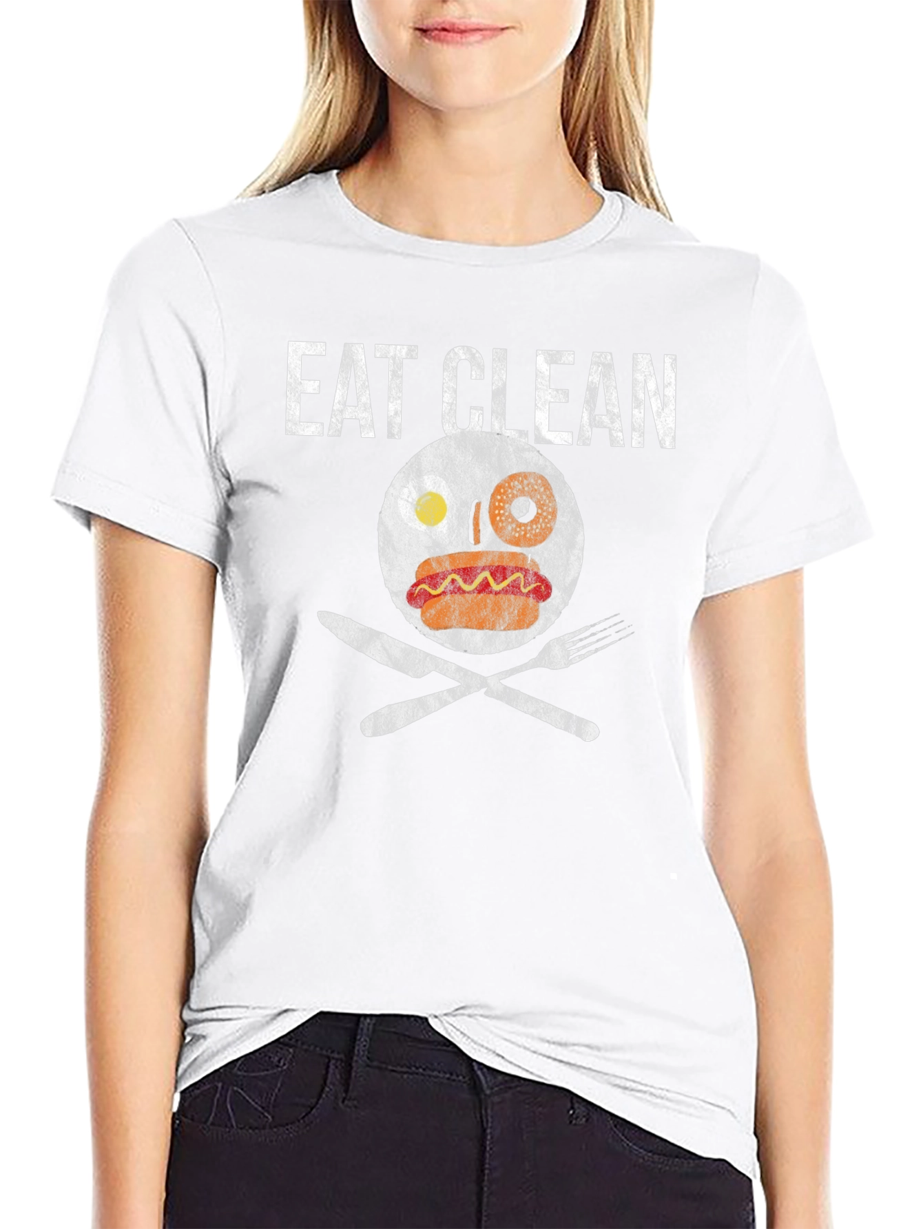 Black Eat Clean Graphic Tee Funny Foodie T-Shirt view 9