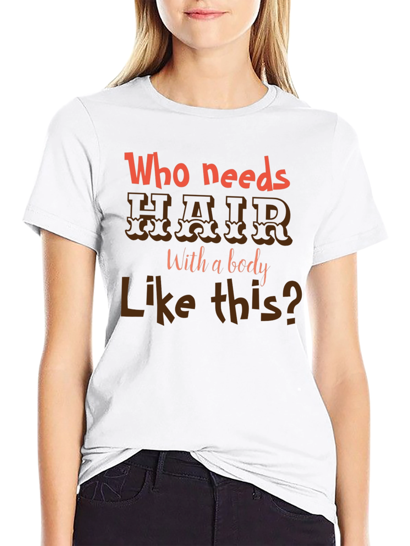 Black Who Needs Hair T-Shirt - Funny Baldness Humor view 9