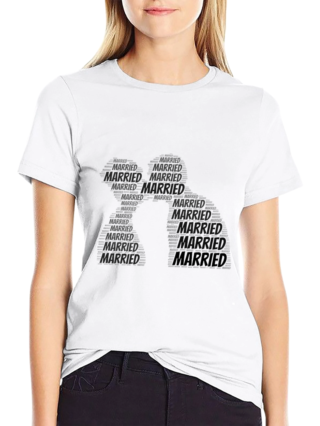 Black Married Text Design Black T-Shirt view 9