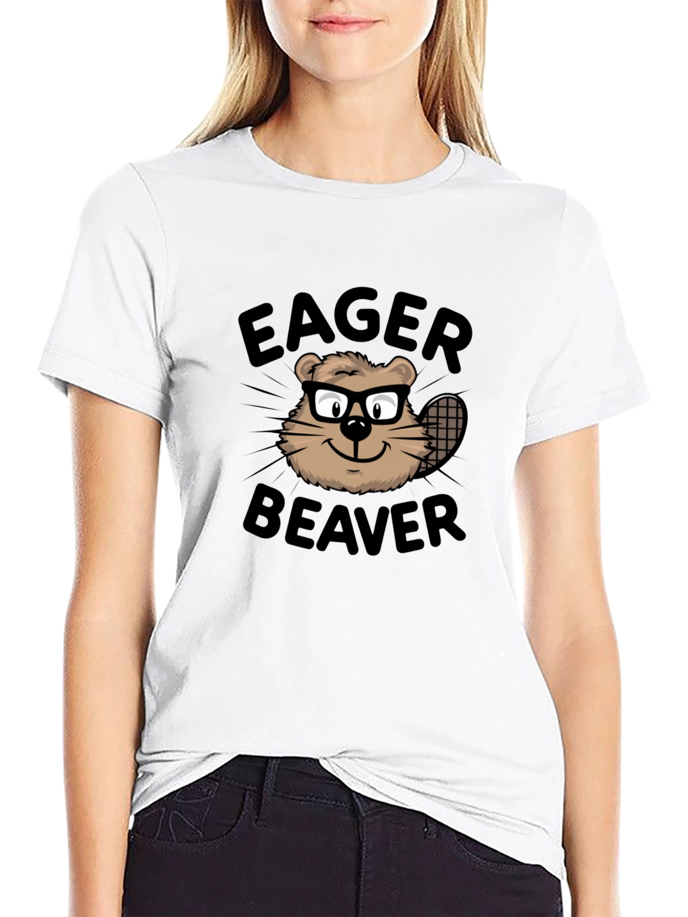 Black Eager Beaver Graphic T-Shirt - Funny Animal Tee view 9