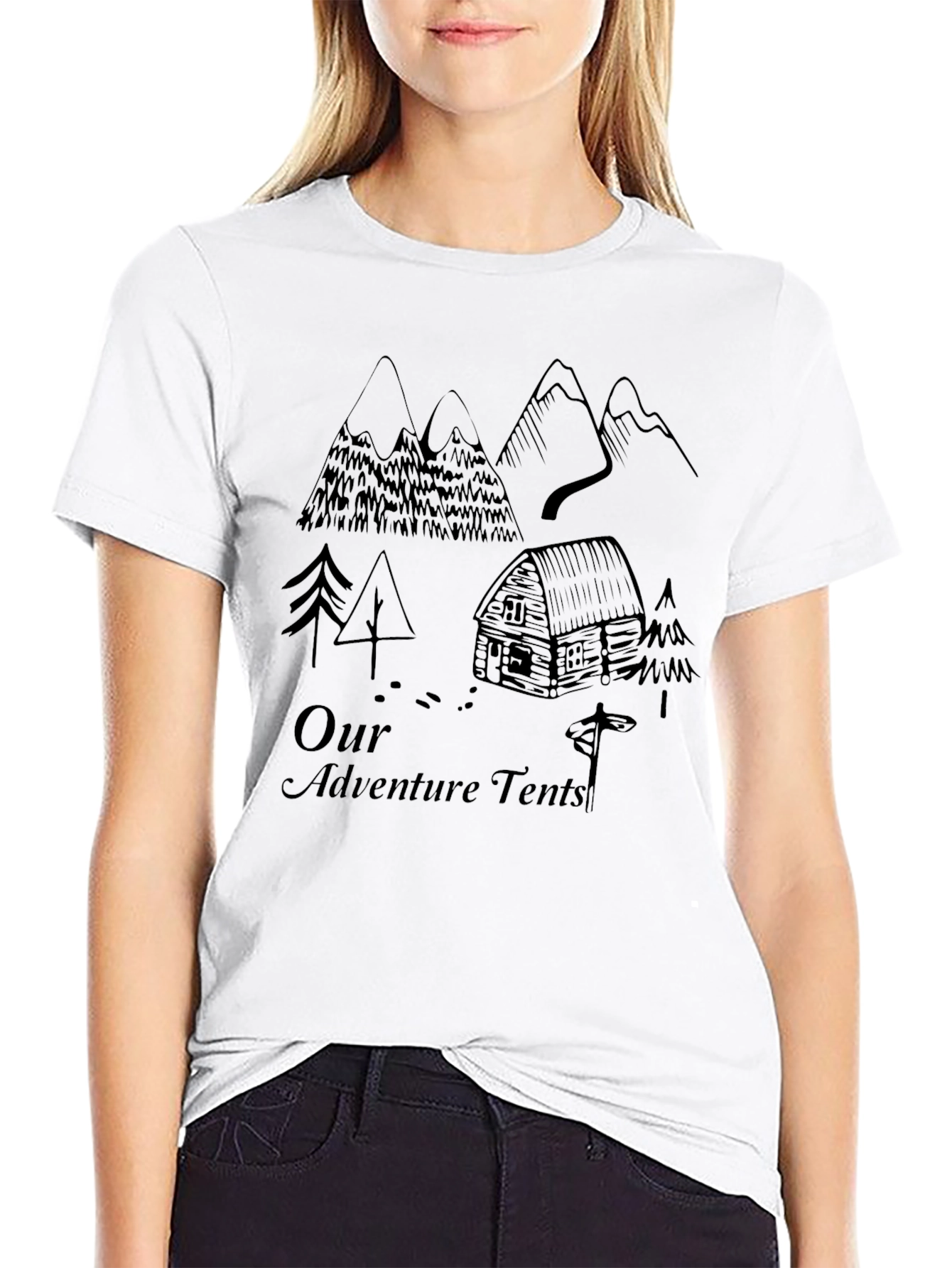 Black Adventure Tents Graphic T-Shirt view 9