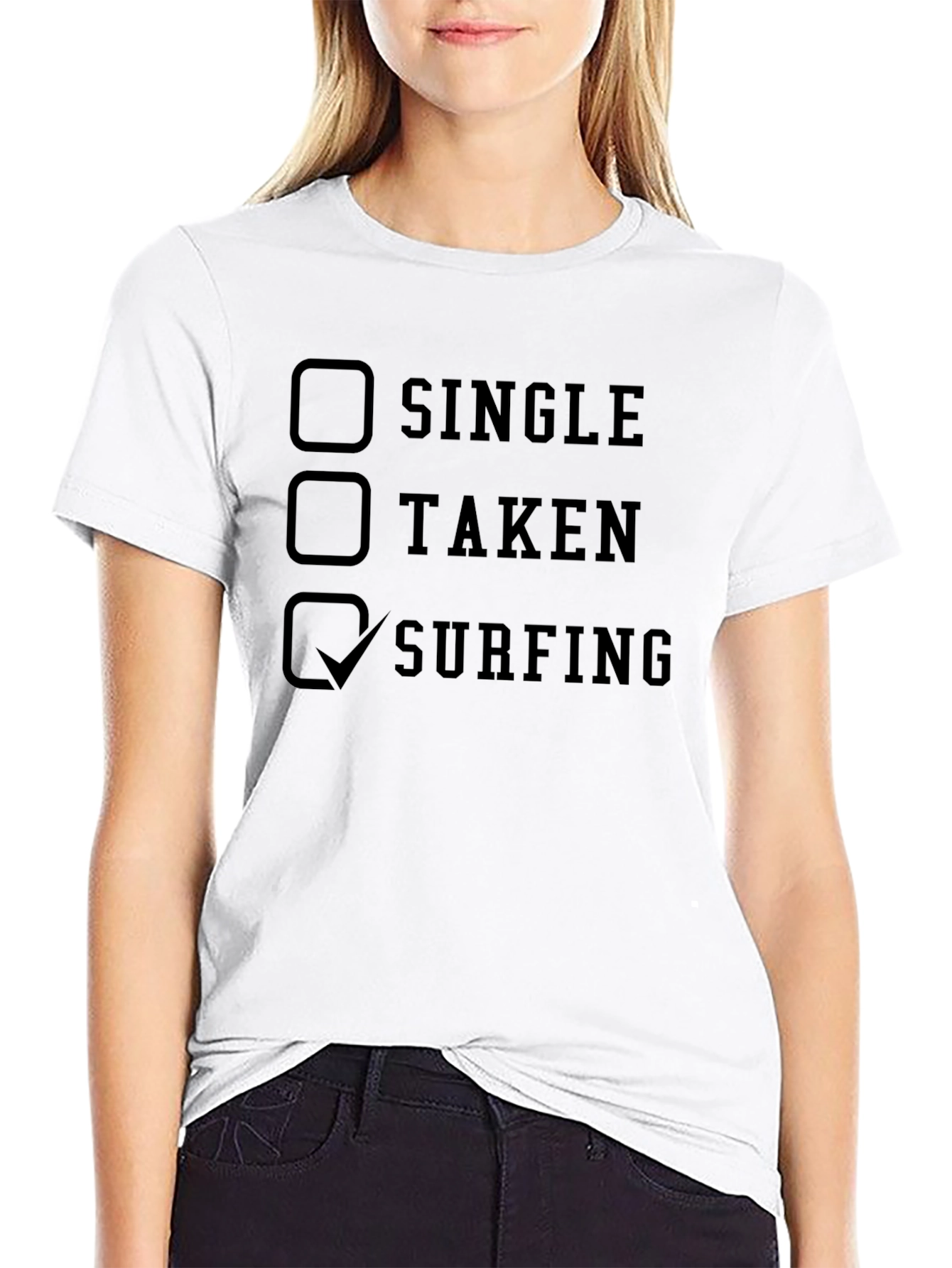 Black Surfing Checklist Men's Black T-Shirt view 9