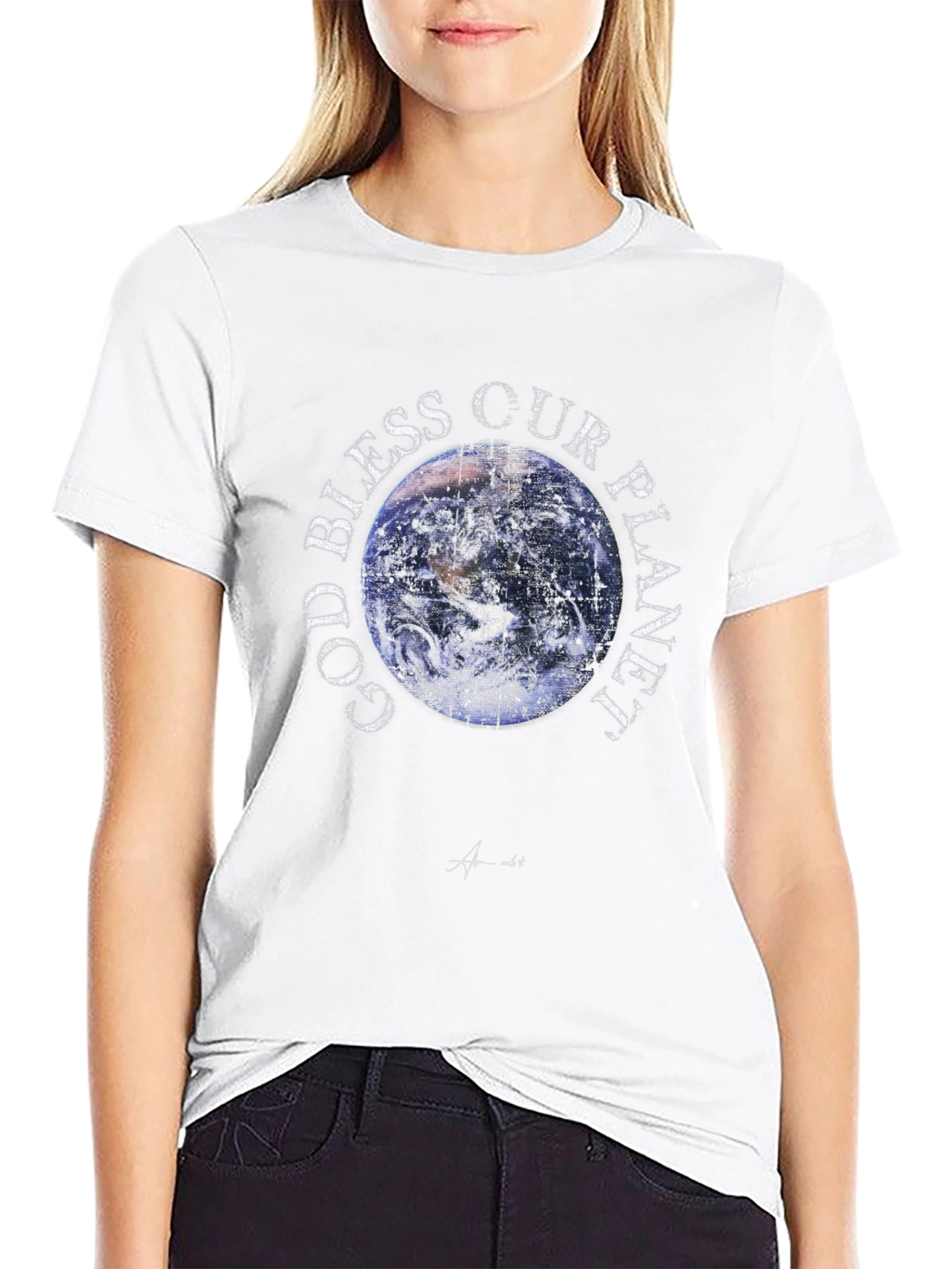 Black God Bless Our Planet Graphic Tee view 9