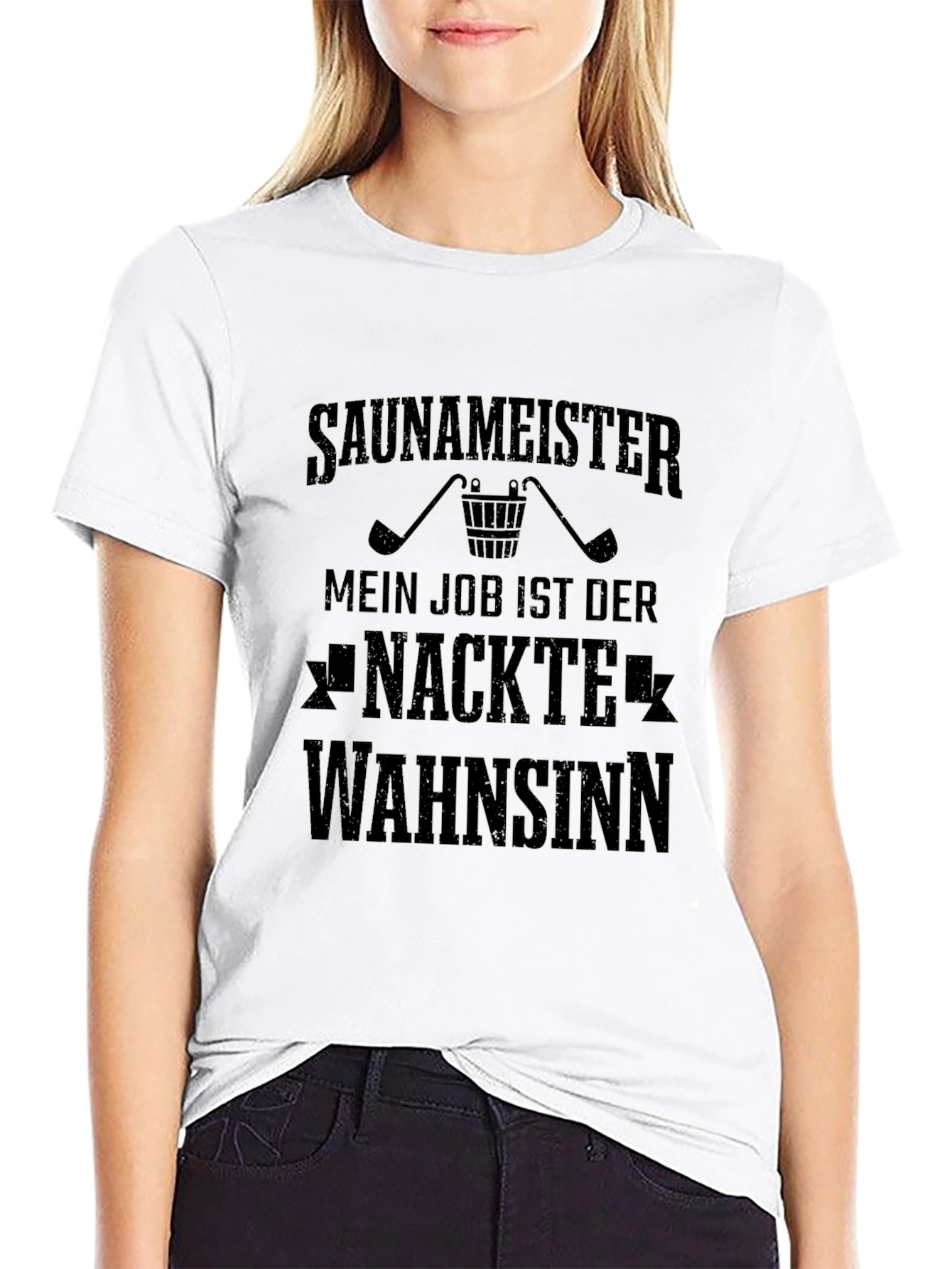 Black Saunameister Naked Madness Black Graphic T-Shirt view 9
