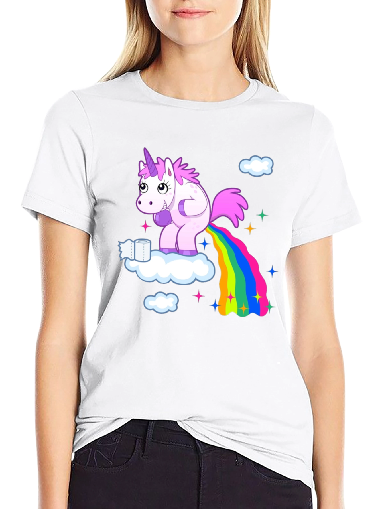 Black Unicorn Rainbow Humor T-Shirt view 9