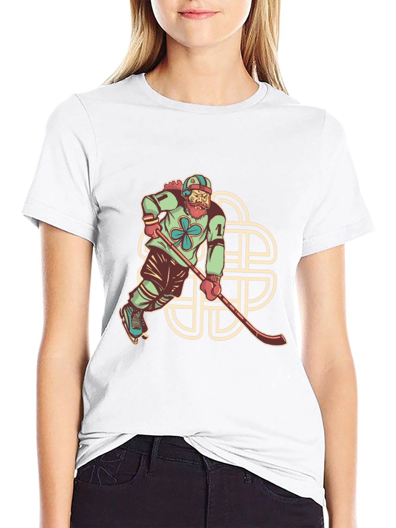 Black Lucky Hockey Player Graphic Tee - St. Patrick's Day view 9
