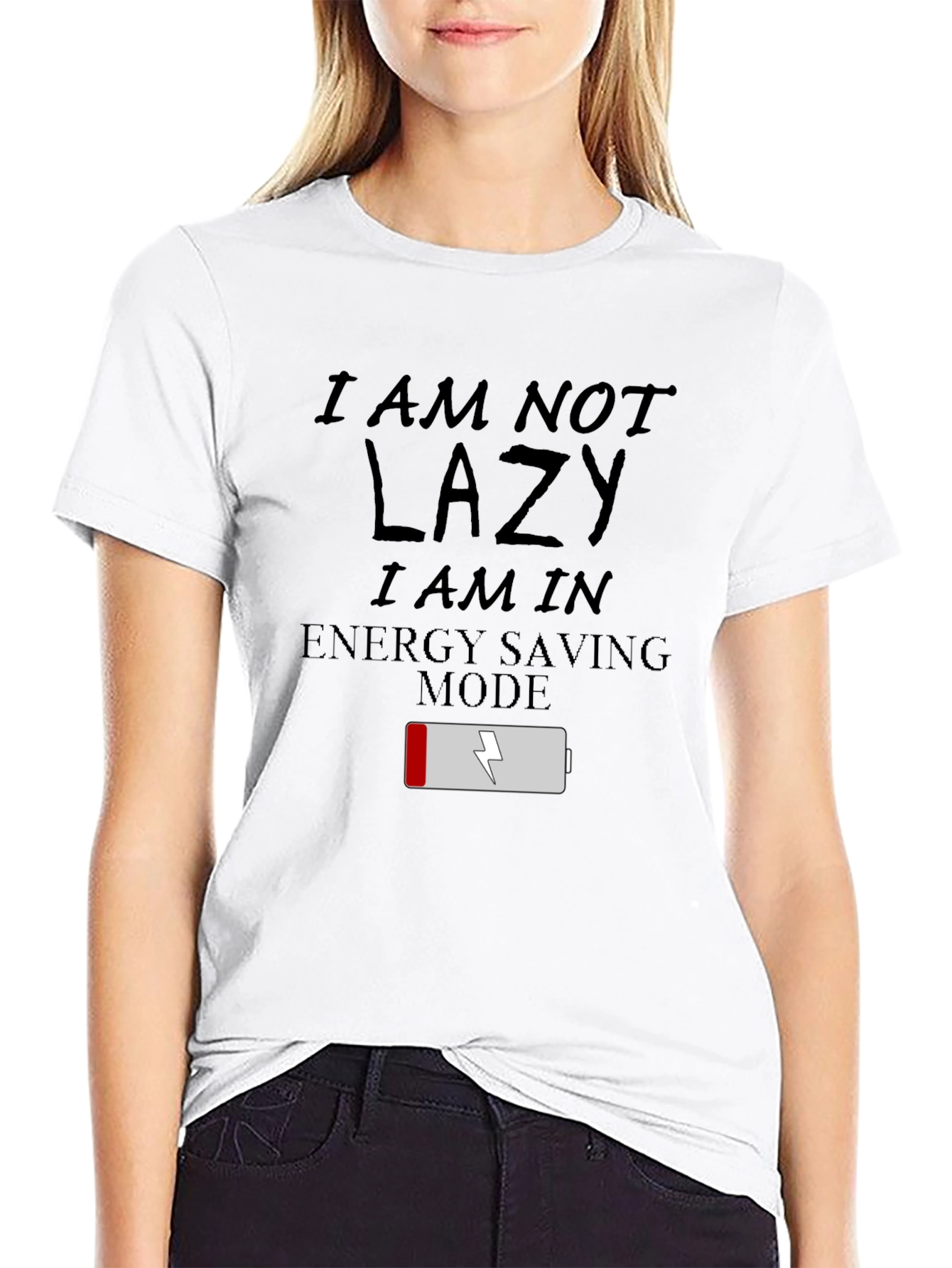 Black Lazy Energy Saving Mode T-Shirt view 9