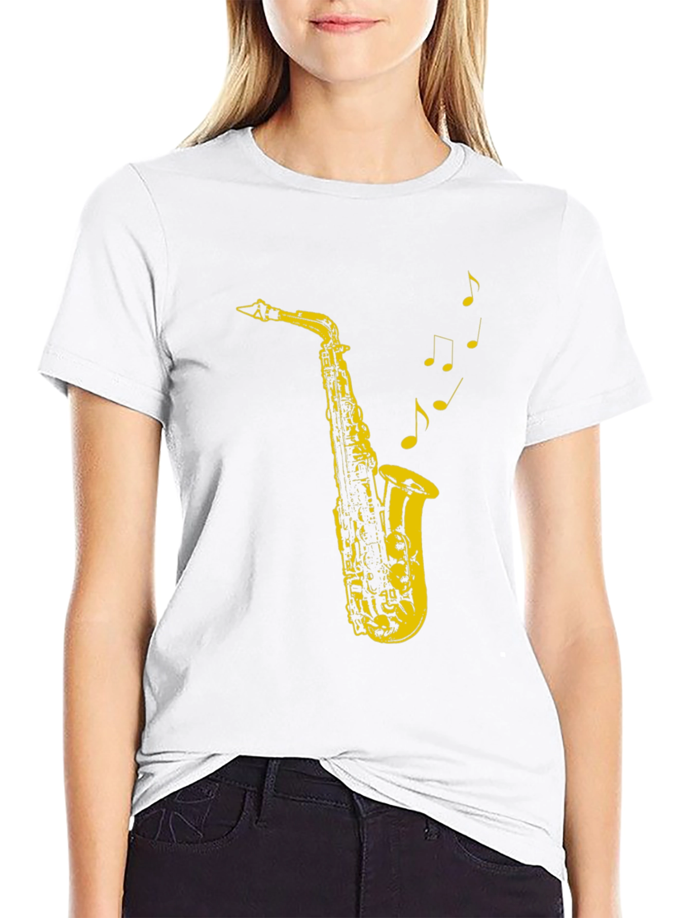Black Cool Saxophone Music T-Shirt view 9