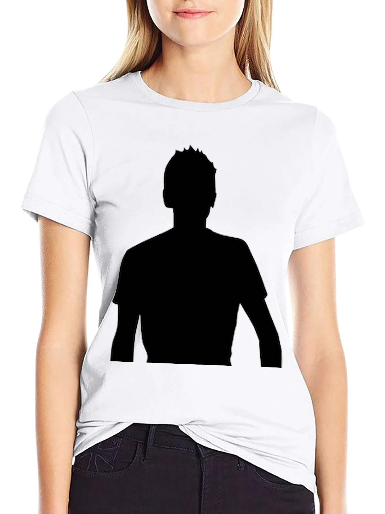 Black Silhouette Graphic Tee - Classic Black Cotton Blend Comfort view 9