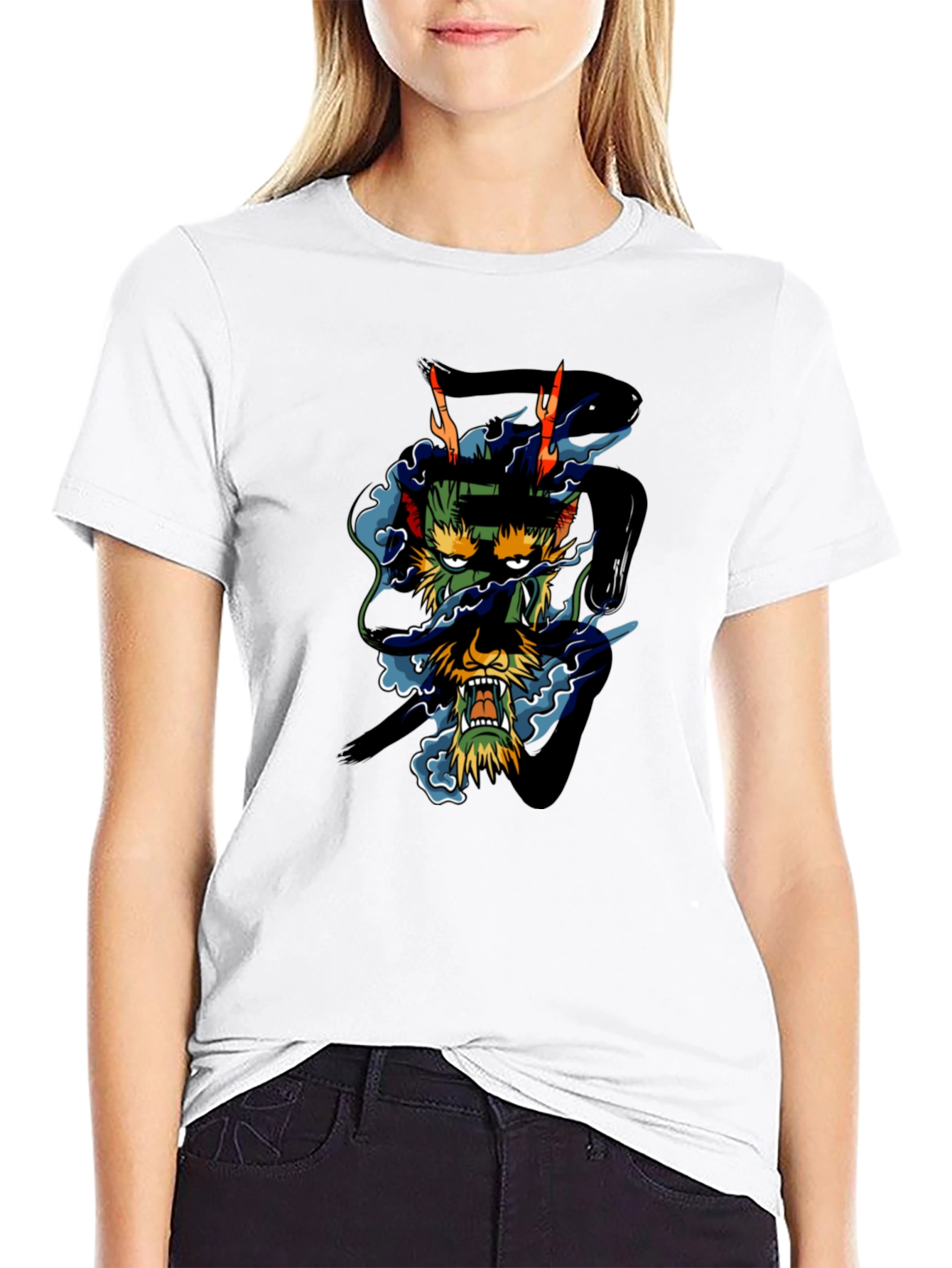 Black Dragon Graphic Black T-Shirt - Unique Design view 9