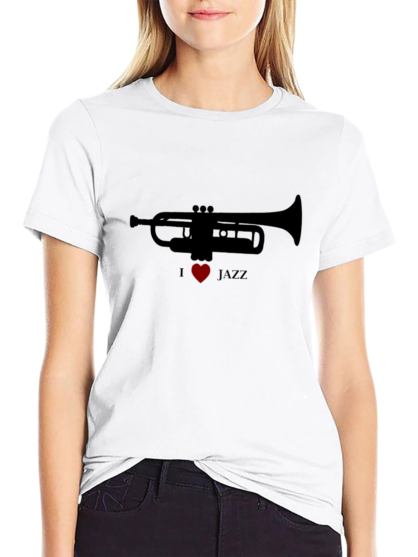Black I Heart Jazz Trumpet T-Shirt view 9