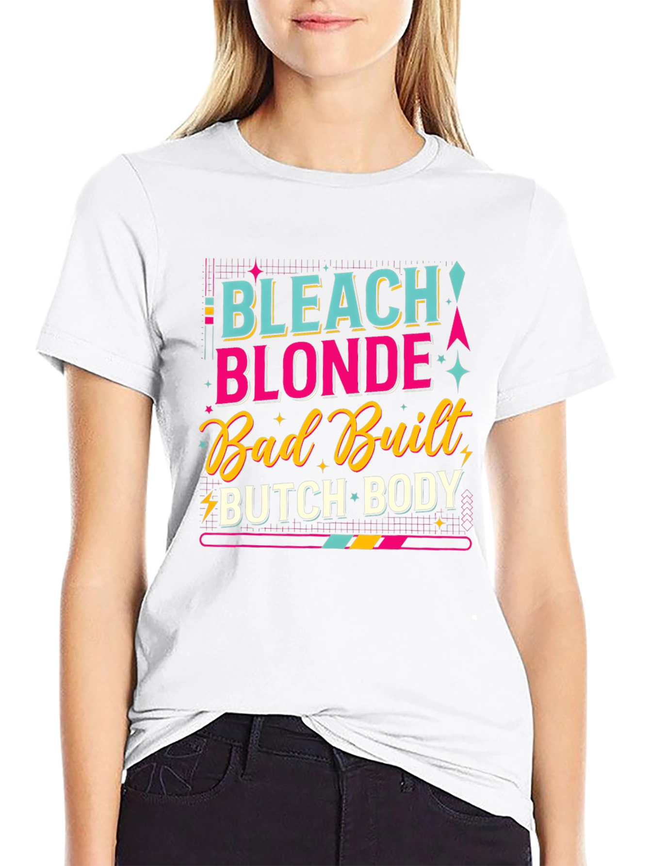 Black Bleach Blonde Bad Built Butch Body T-Shirt view 9