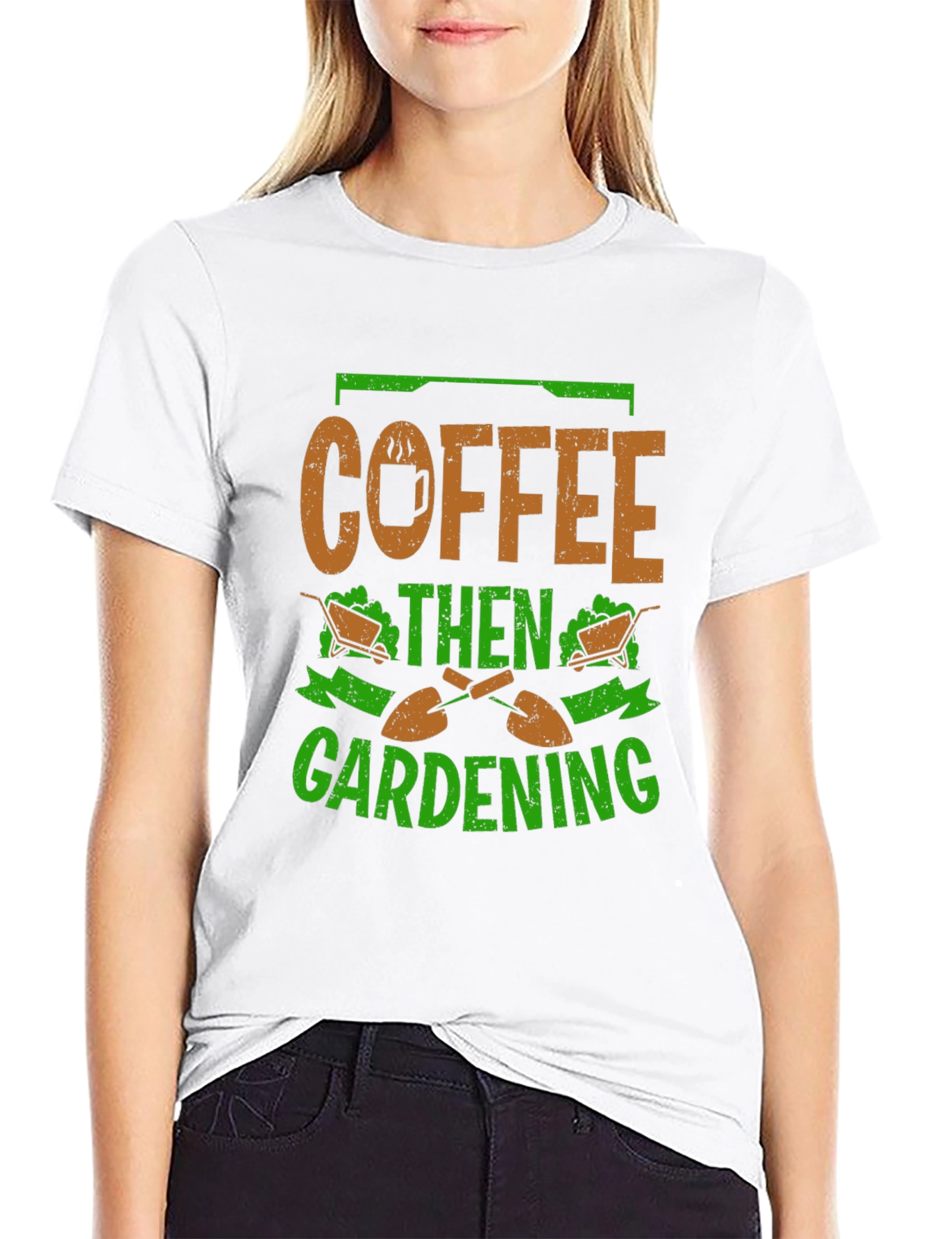 Black Coffee Then Gardening Graphic T-Shirt view 9